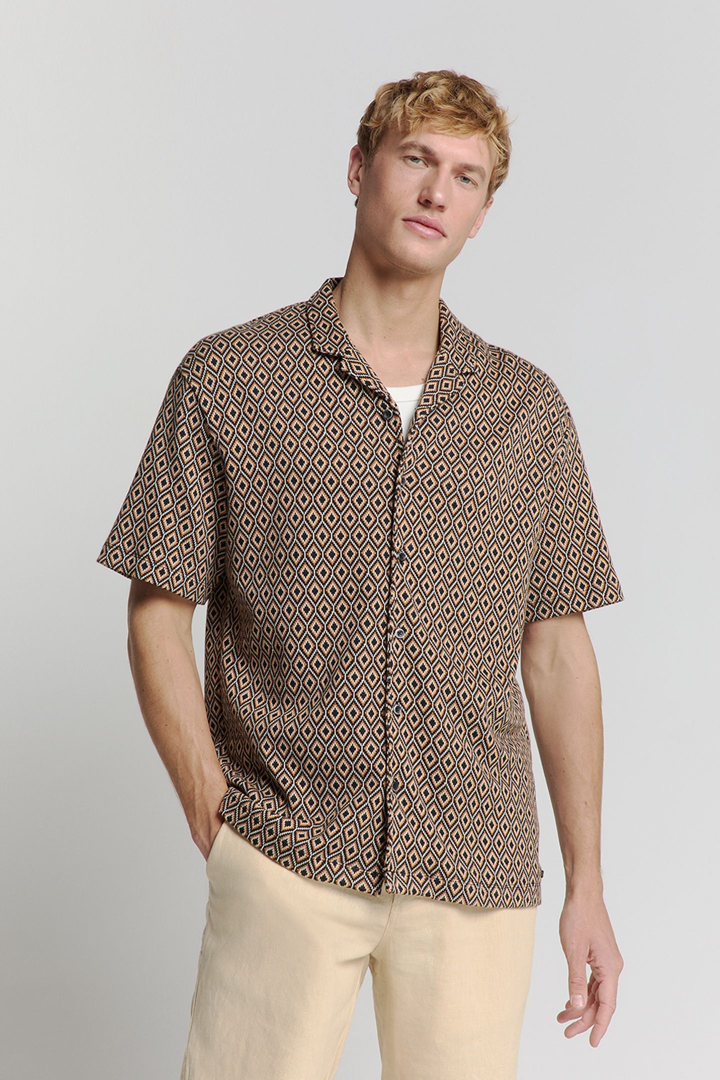 SHIRT SHORT SLEEVE JERSEY REVERS COLLAR ALLOVER PRINTED CARA 1