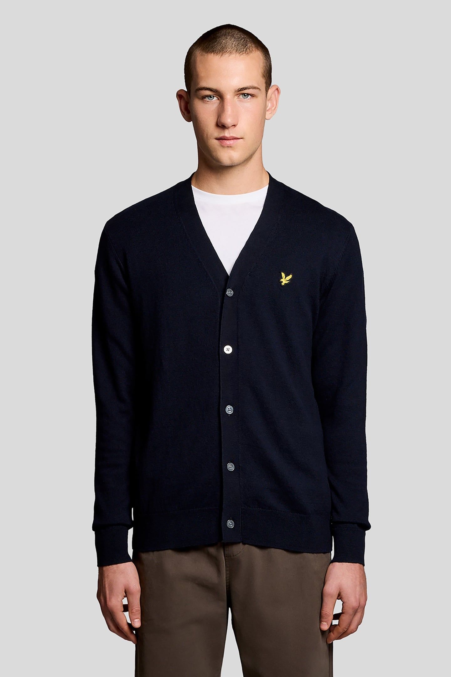 COTTON MERINO V NECK CARDIGAN DARK NAVY 2