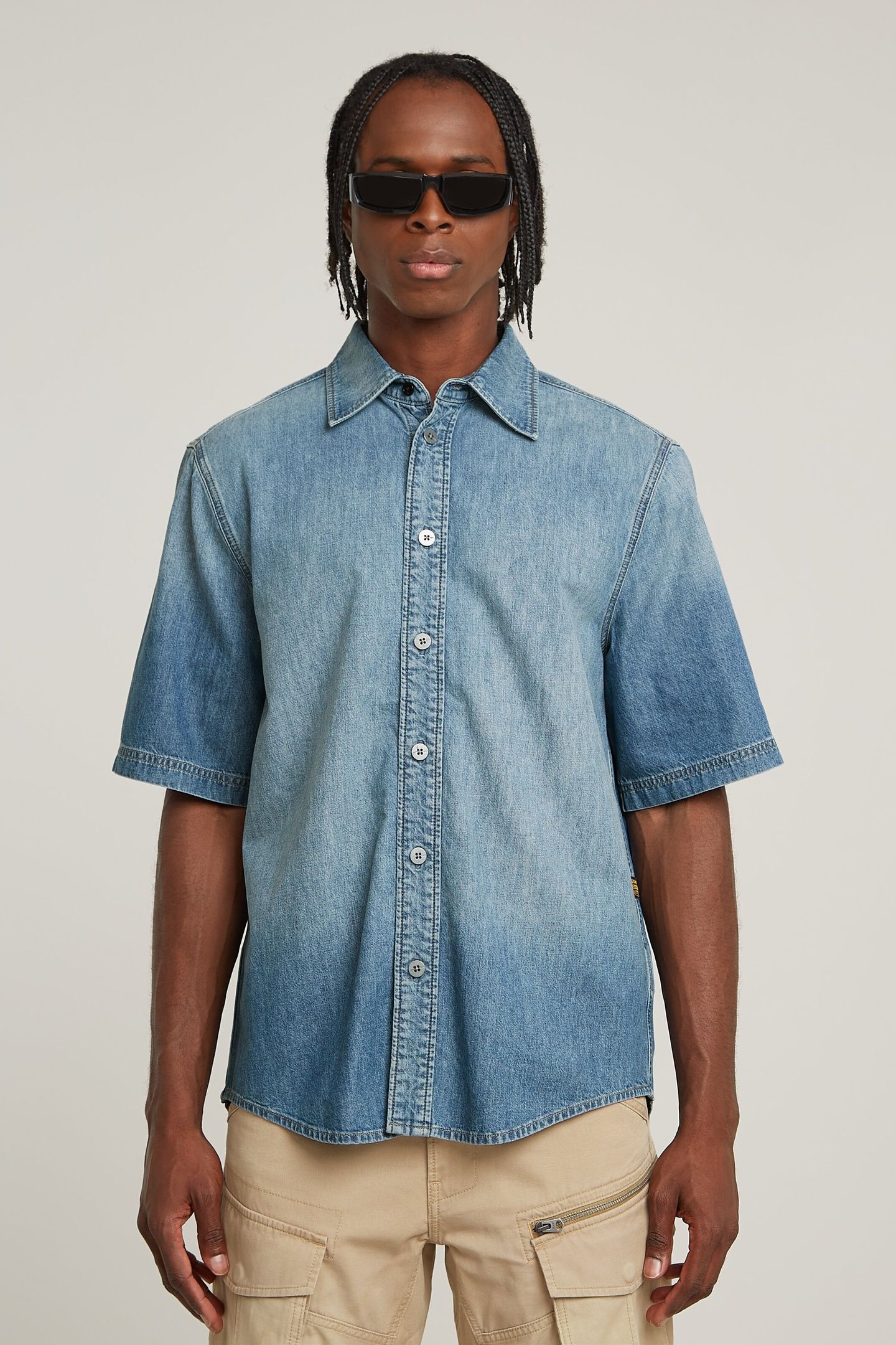 REGULAR DENIM SHIRT S/S SUN FADED THAMES 2