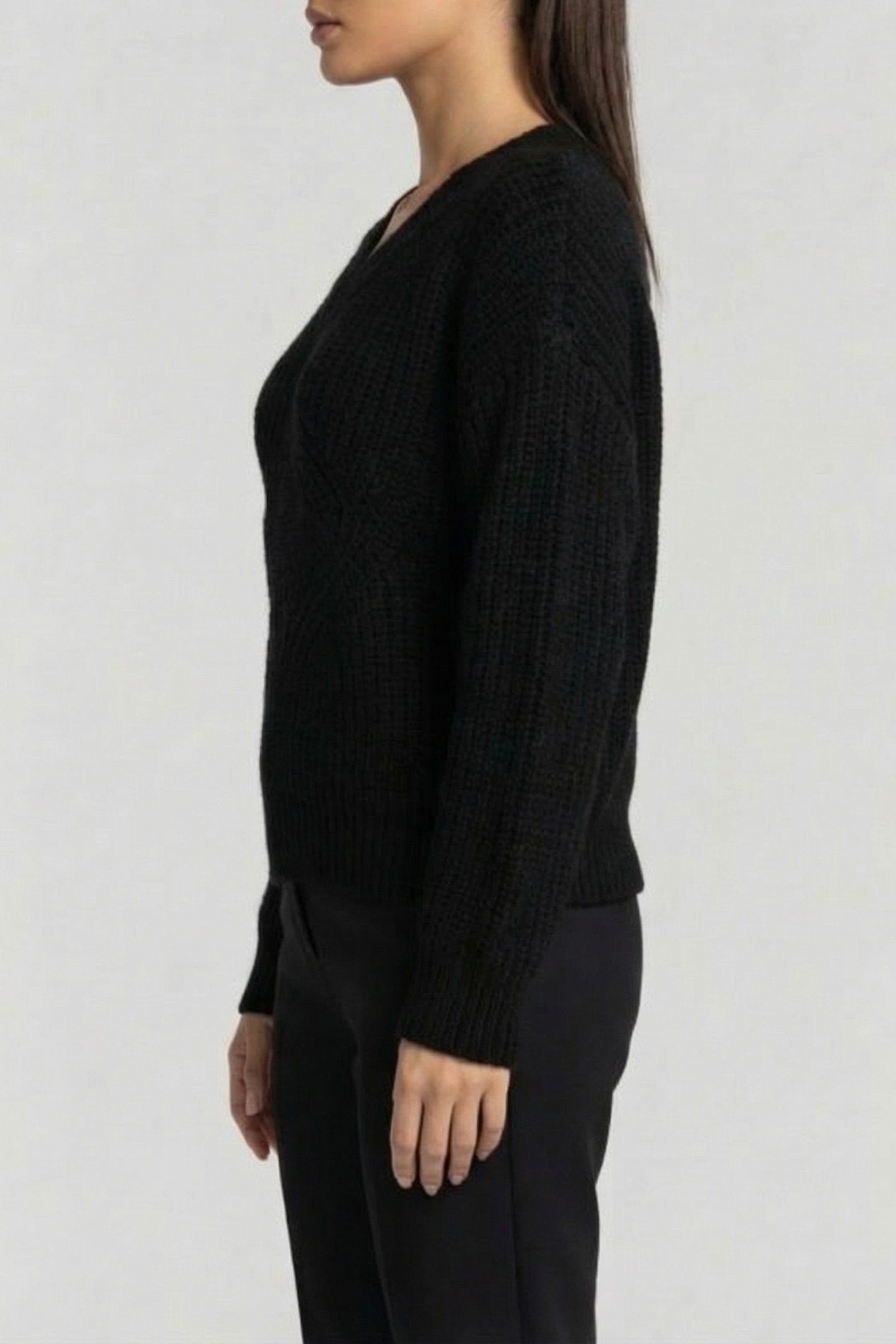 MARCIANO BY GUESS MICHELLE V NECK SWEATER JET BLACK 3