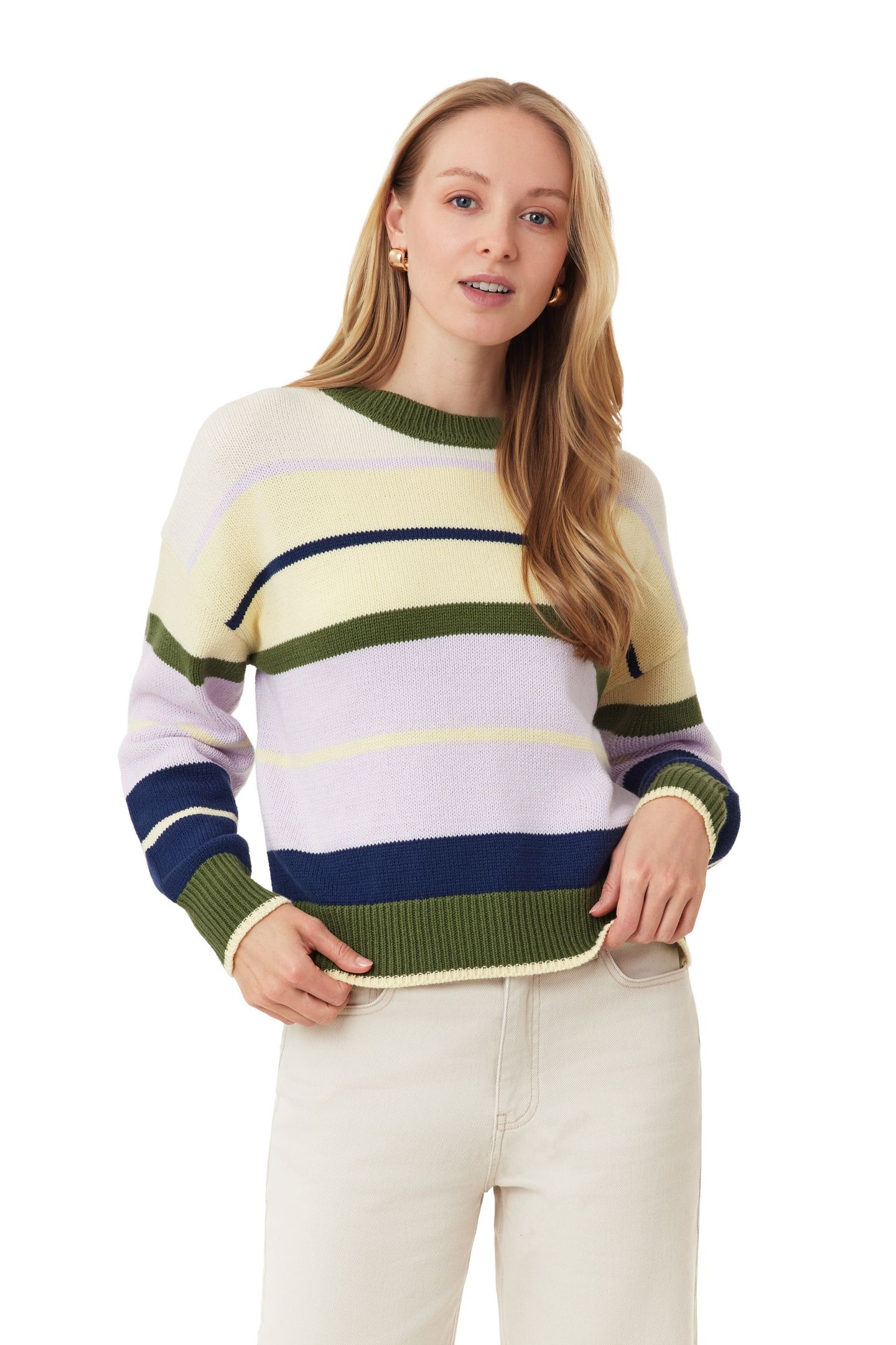 CREW NECK PULLOVER GARDEN GREEN MIX 3