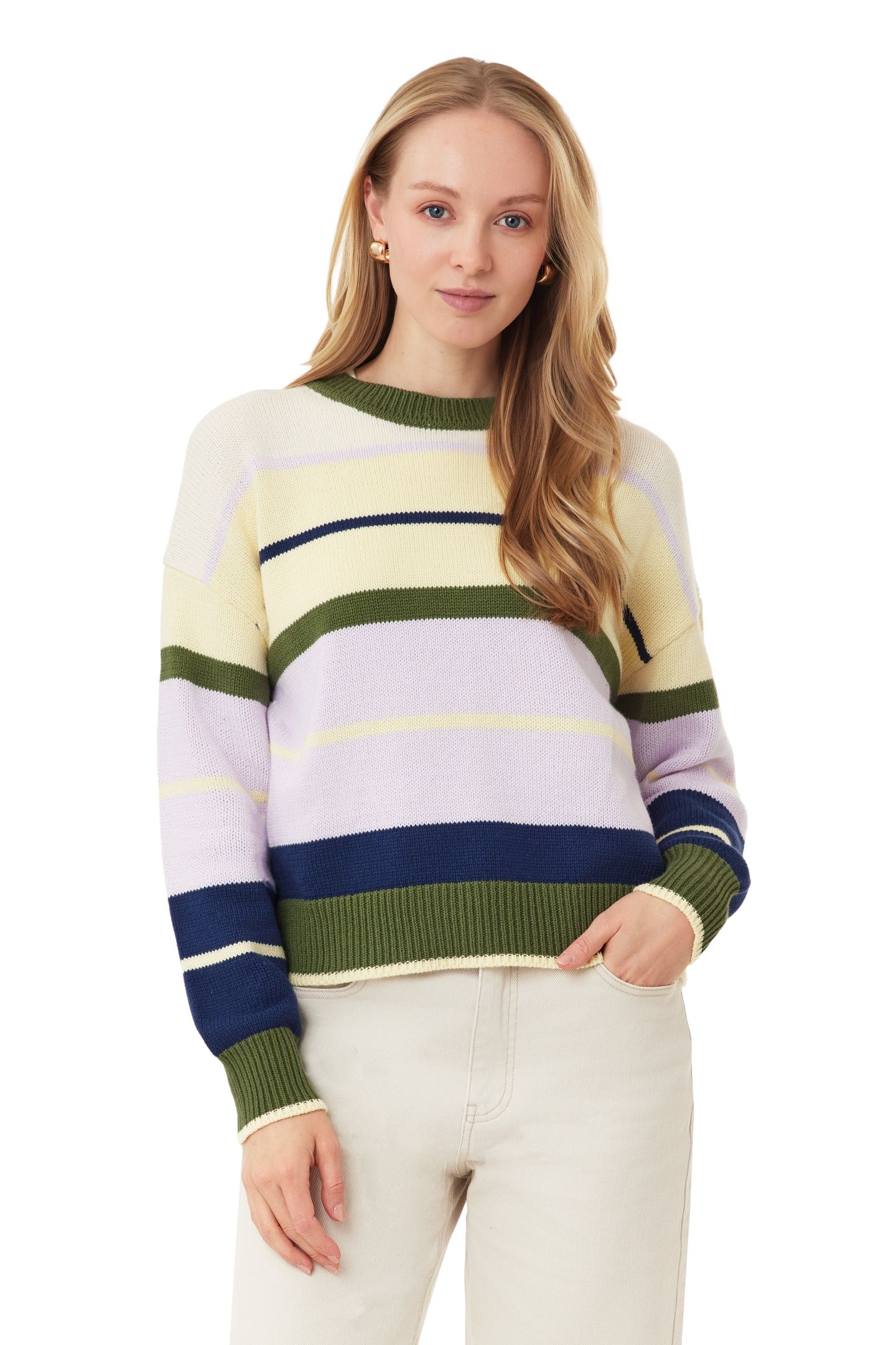 CREW NECK PULLOVER GARDEN GREEN MIX 2