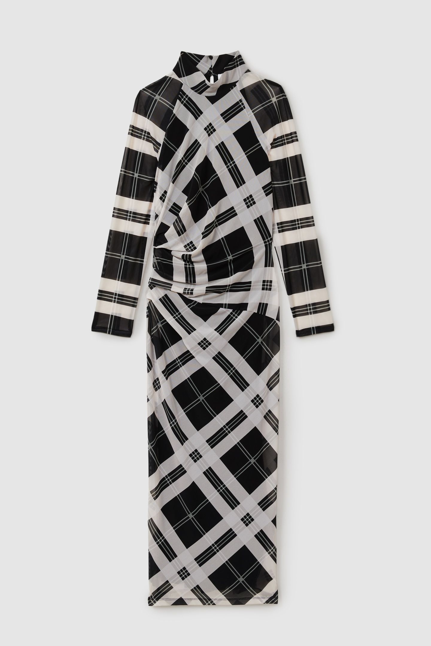 CHECK MESH JERSEY DRESS BLACK/IVORY 3