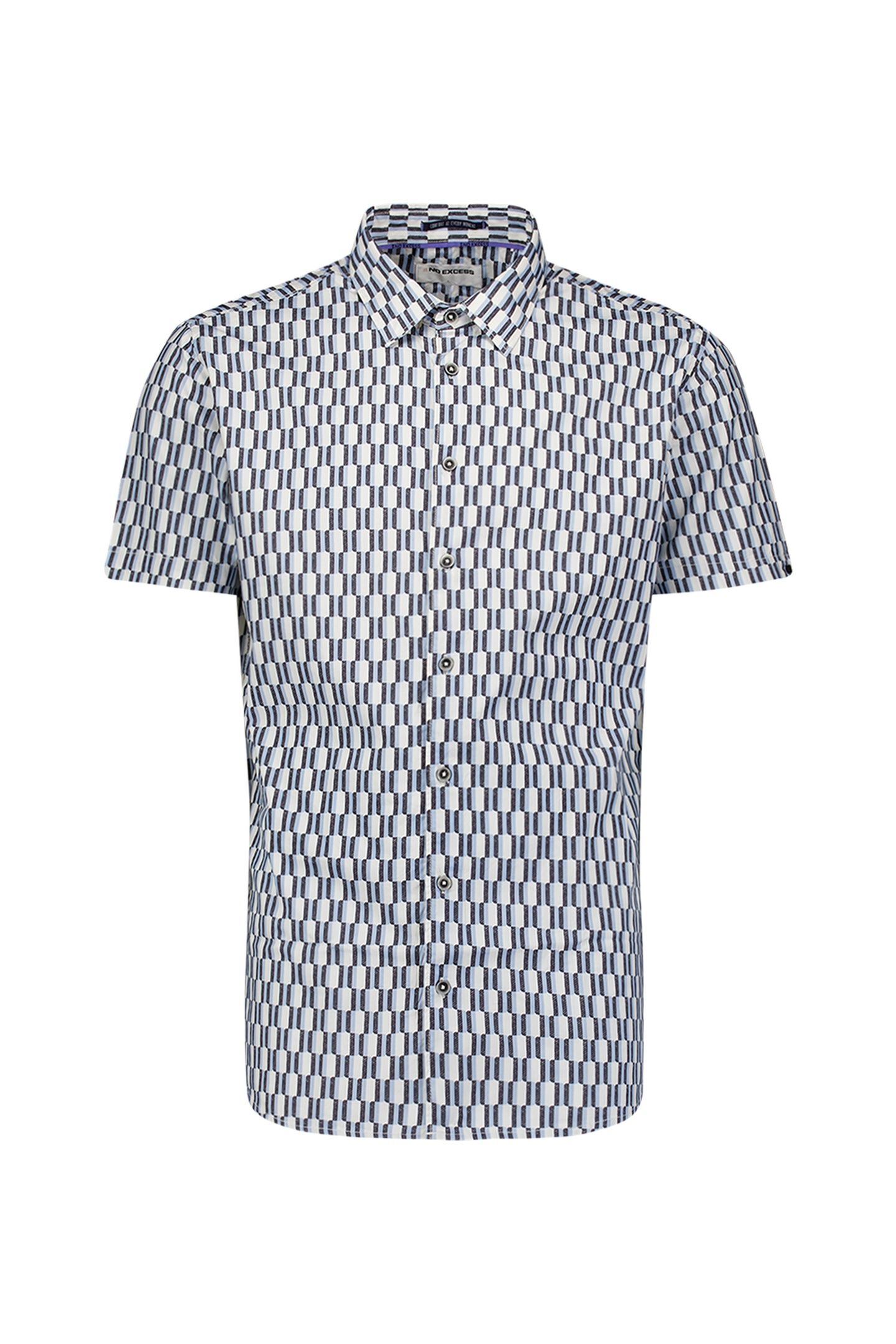SHIRT SHORT SLEEVE STRETCH ALLOVER PRINTED BLUE 1