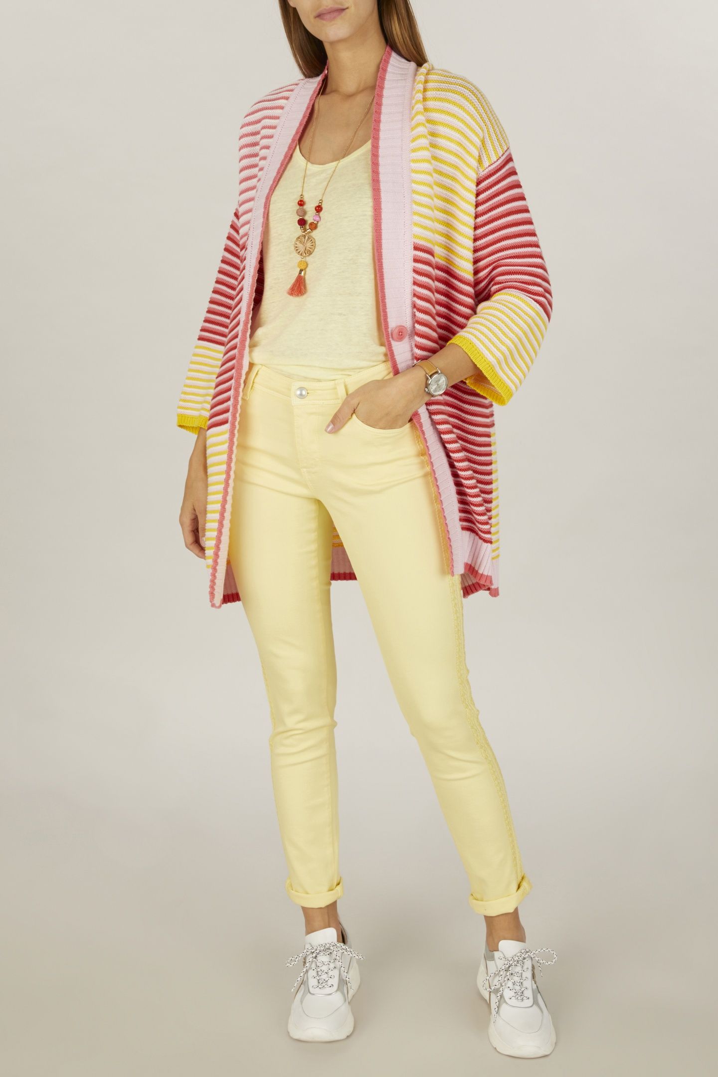LONG MULTICOLORED CARDIGAN IN PINK 2