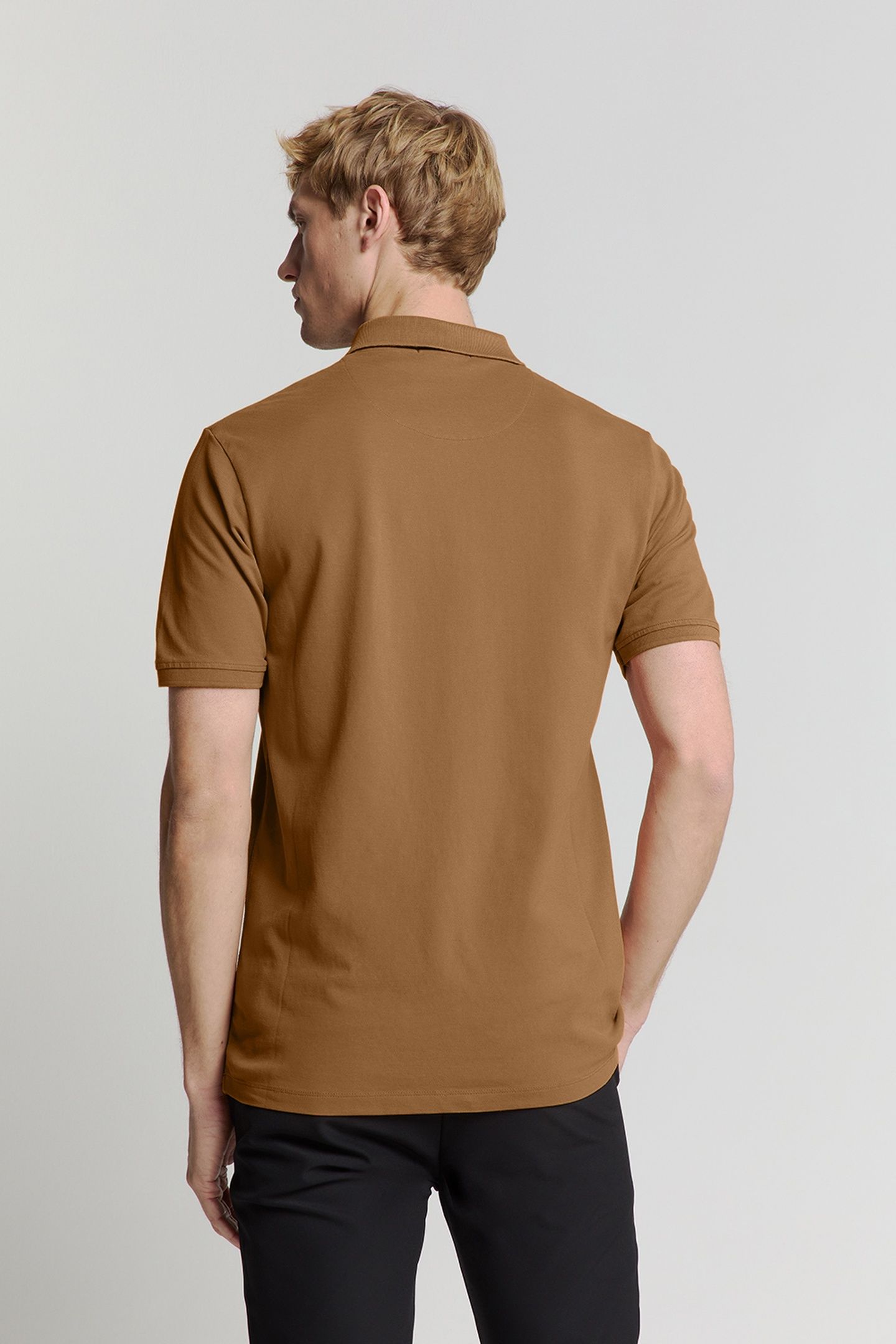 POLO ZIP PIQUE GARMENT DYED CAMEL 2