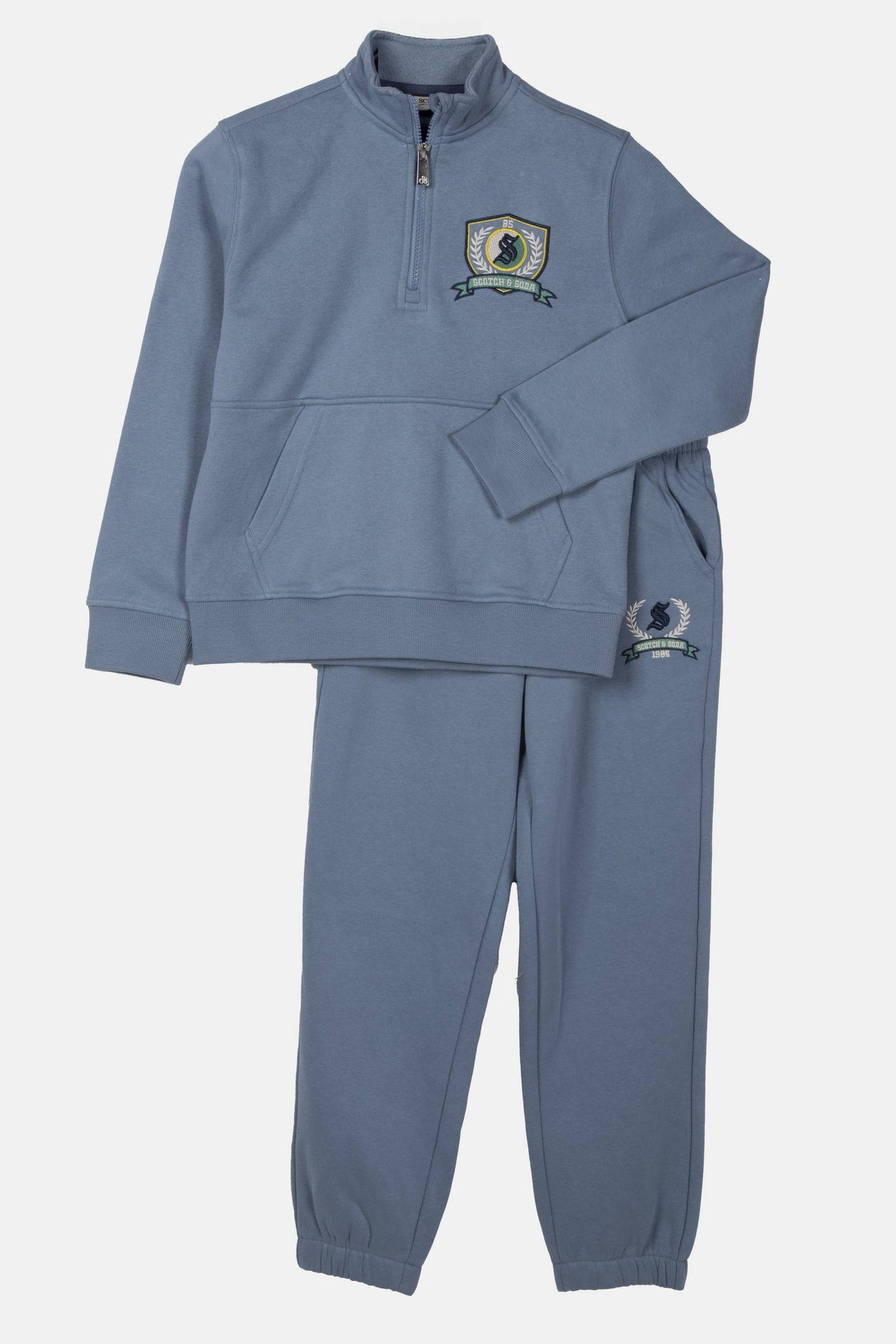 BOYS 1/4 ZIP & JOGGER SET FADED DENIM 1