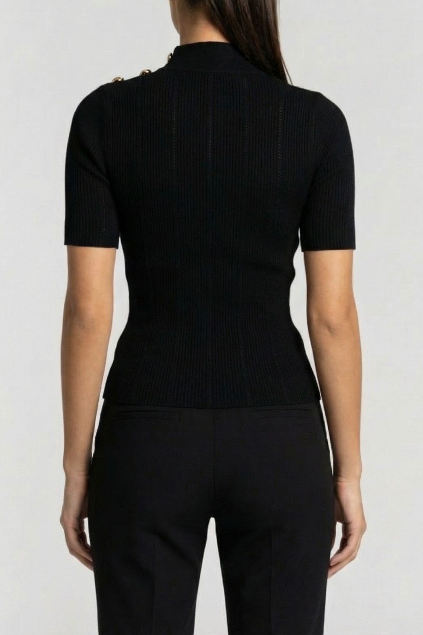 MARCIANO BY GUESS GRACE MOCK NECK SS SWEATER JET BLACK 2