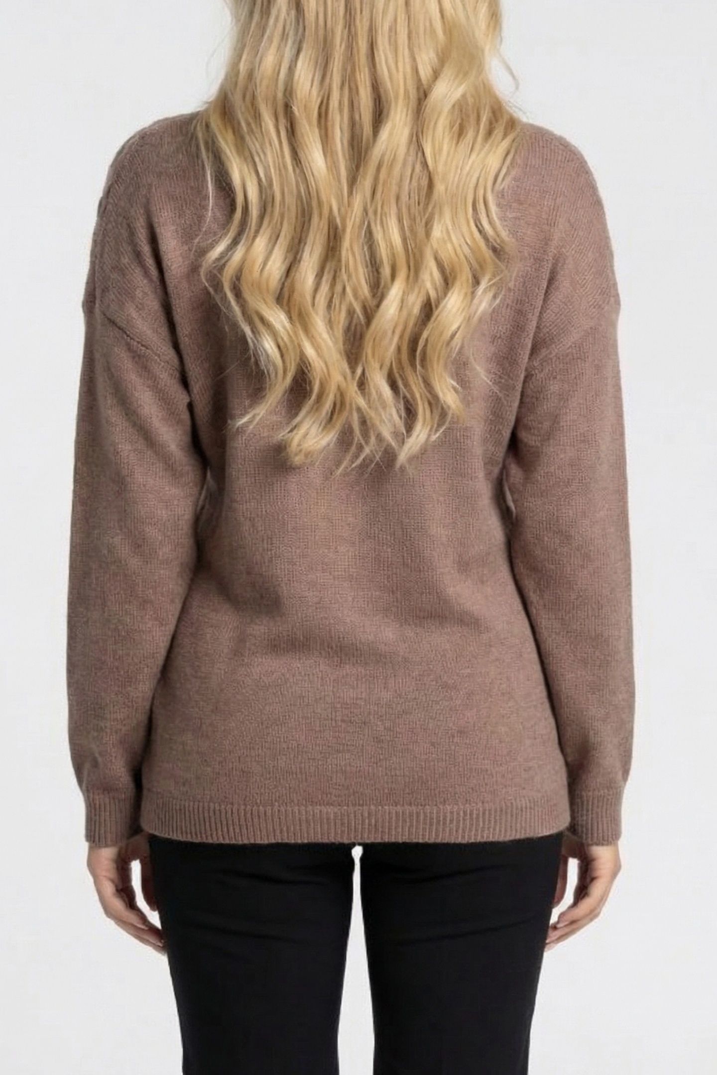 MARCIANO BY GUESS LAVANDA LS CROSSED CABLES TOP SILK TAUPE 2