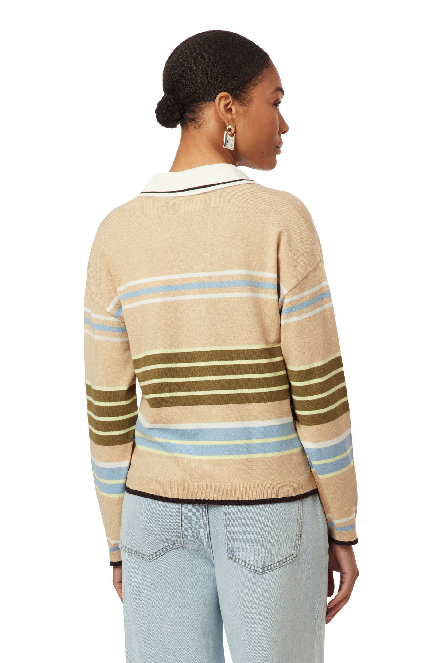 RUGBY PULLOVER OATMEAL HEATHER ENGINEERED STRIPE 3