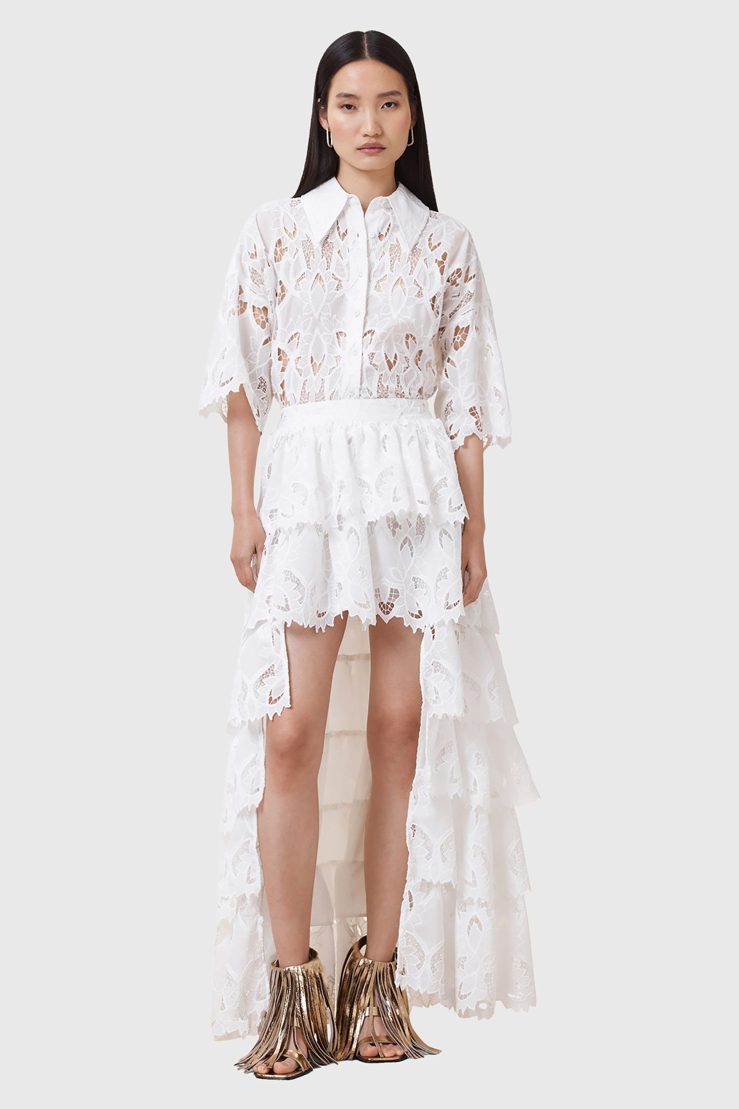 CAVARLY EMB SKIRT SNOW WHITE 1
