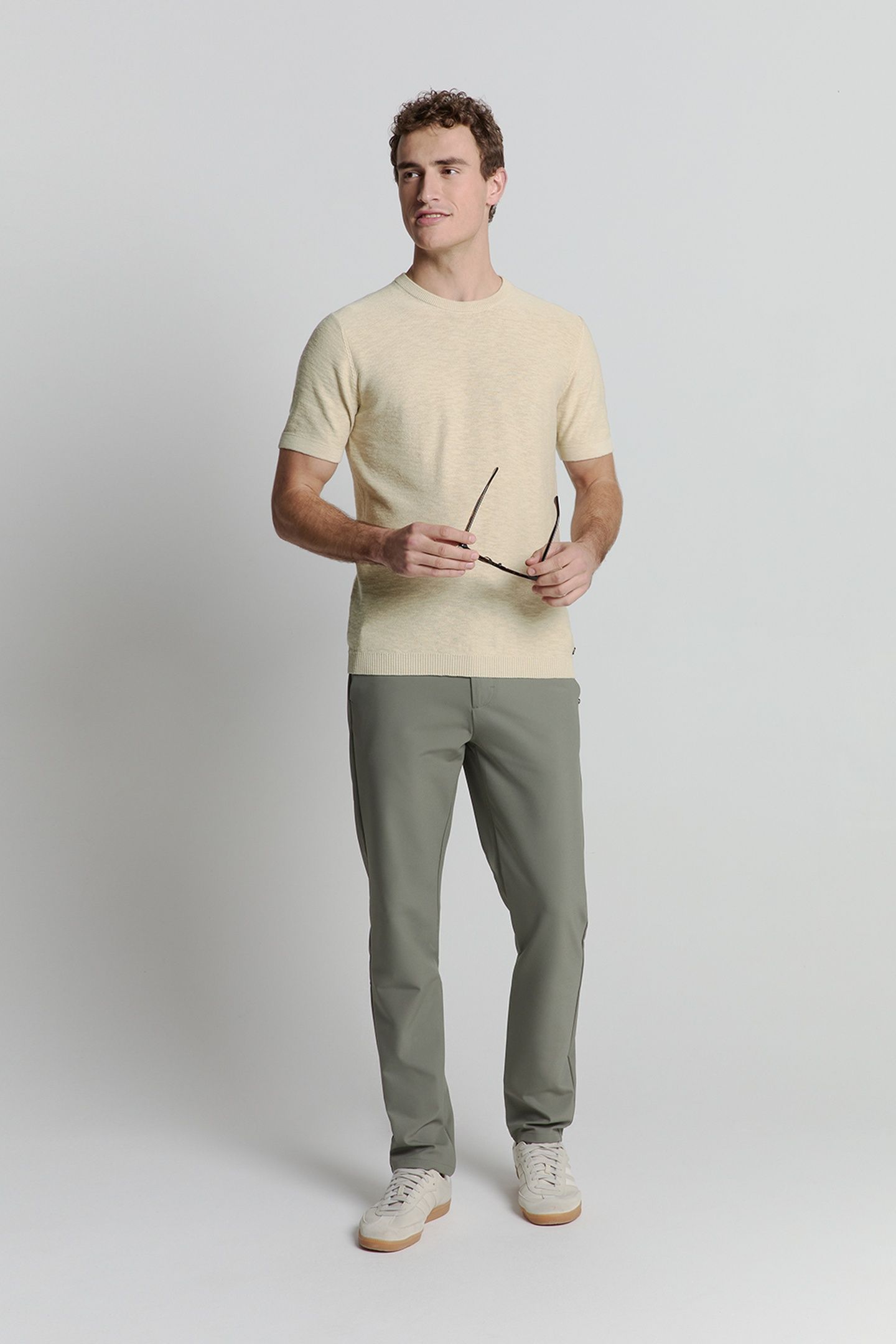 PULLOVER SHORT SLEEVE CREWNECK SOLID SLUB KNIT CEMENT 3