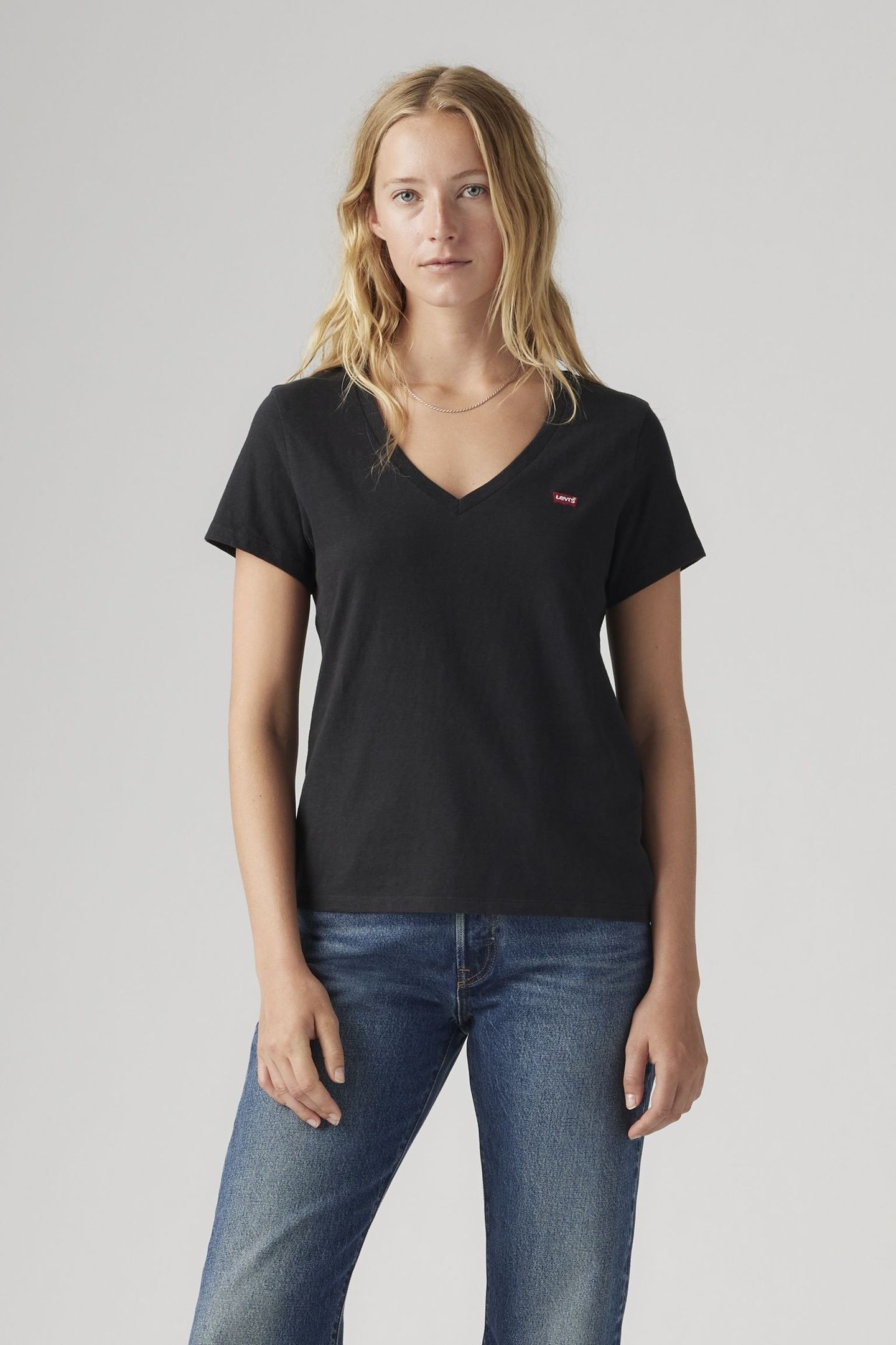 PERFECT SLUB V-NECK TEE BLACK 1