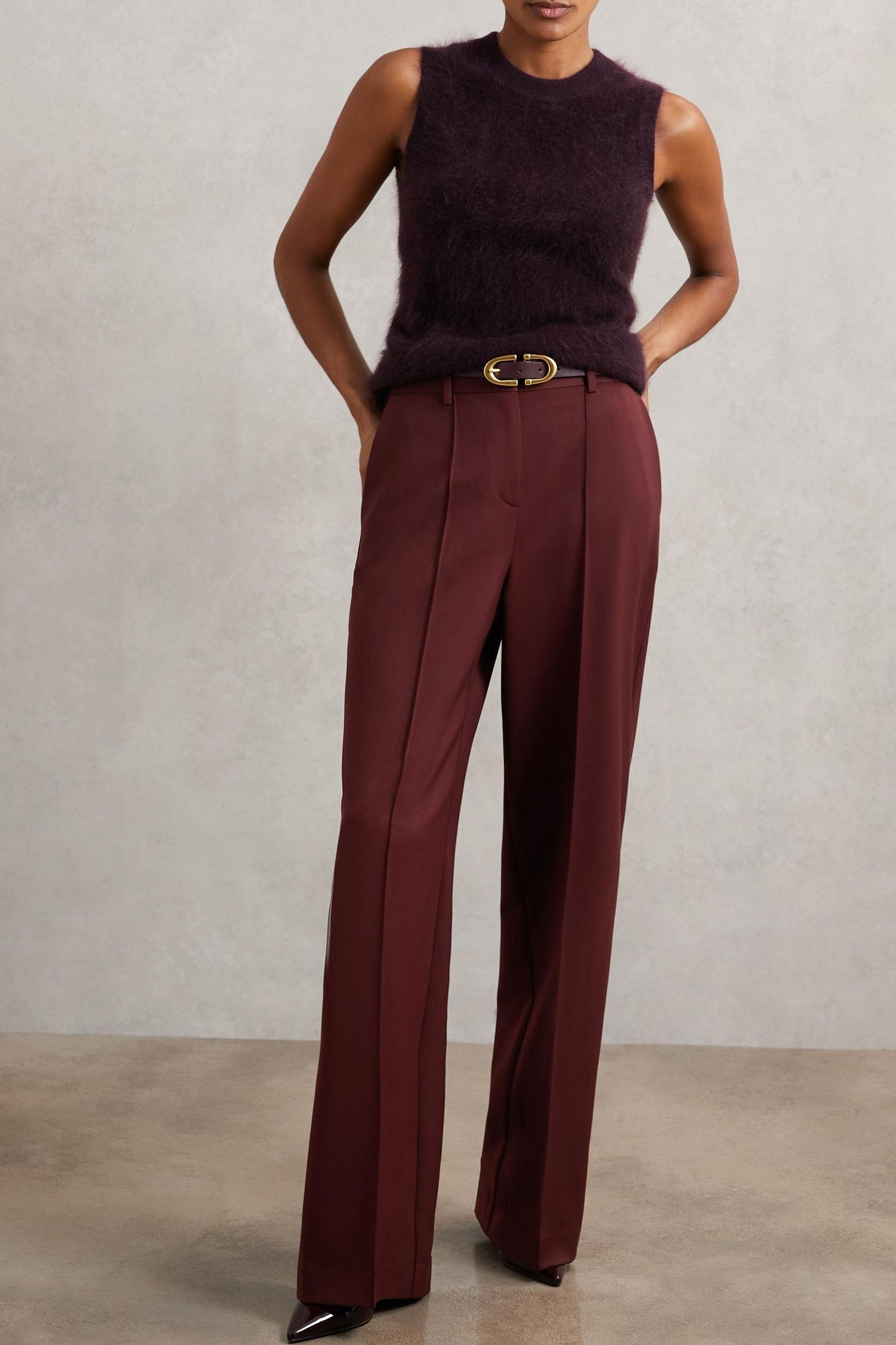 WIDE LEG TROUSER BURGUNDY 1
