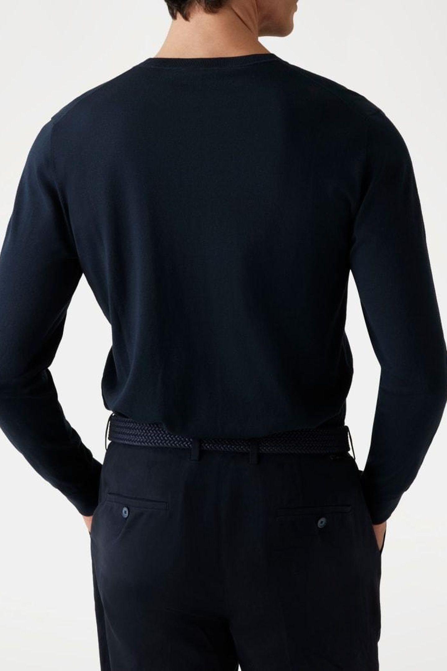 MARCIANO BY GUESS CN LS SILK COTTON SWEATER NAVY SEA 3