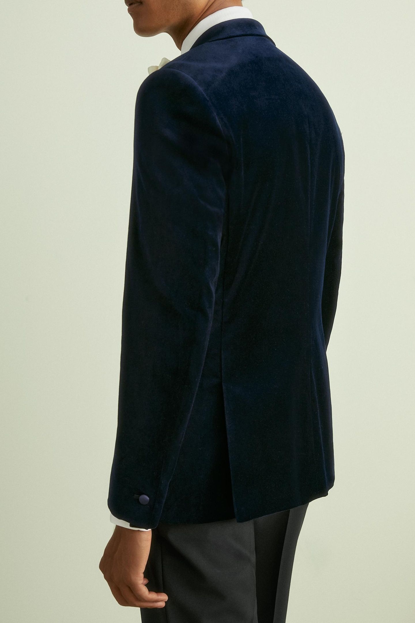 SB 2B NOTCH VELVET BLAZER NAVY 3