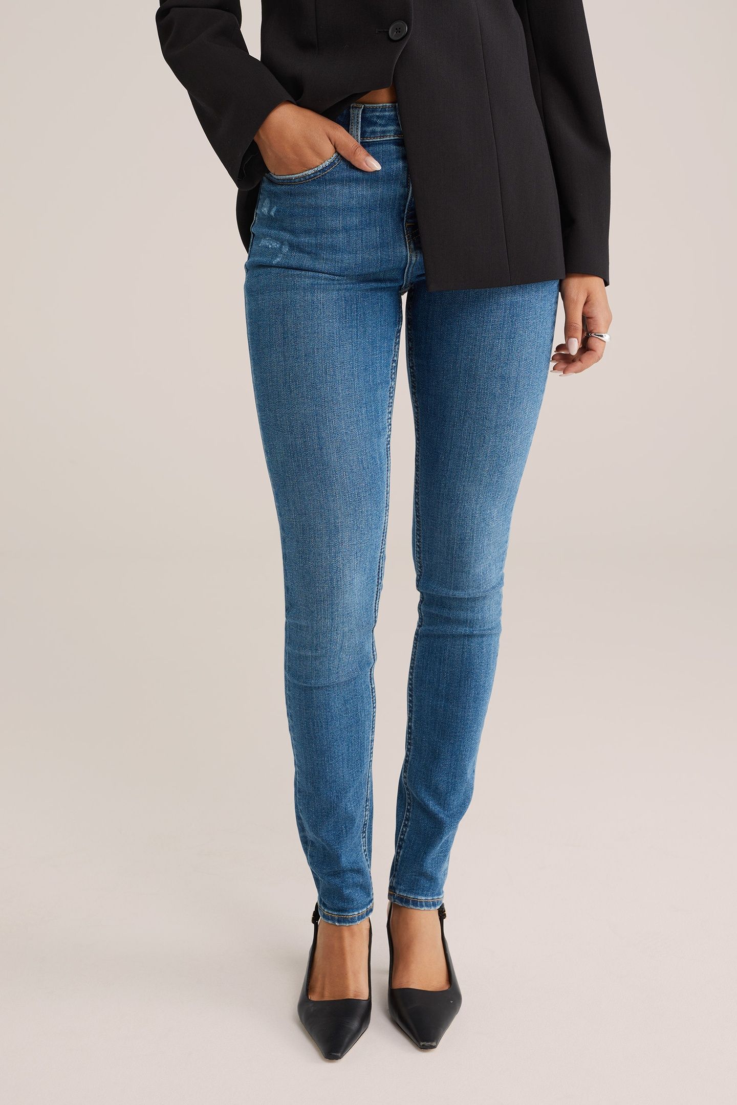 5-POCKET MID WAIST DARK BLUE 1