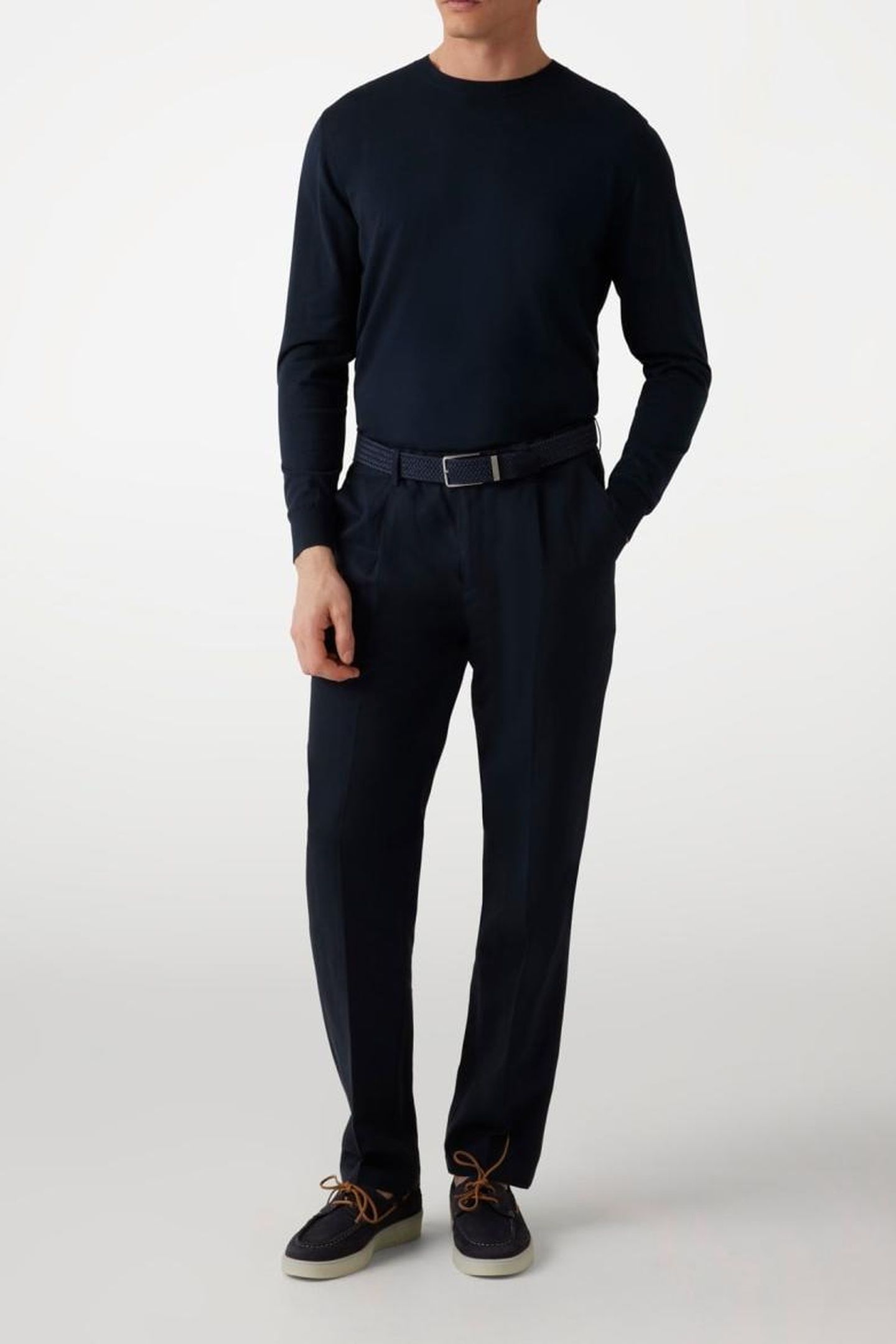 MARCIANO BY GUESS CN LS SILK COTTON SWEATER NAVY SEA 1