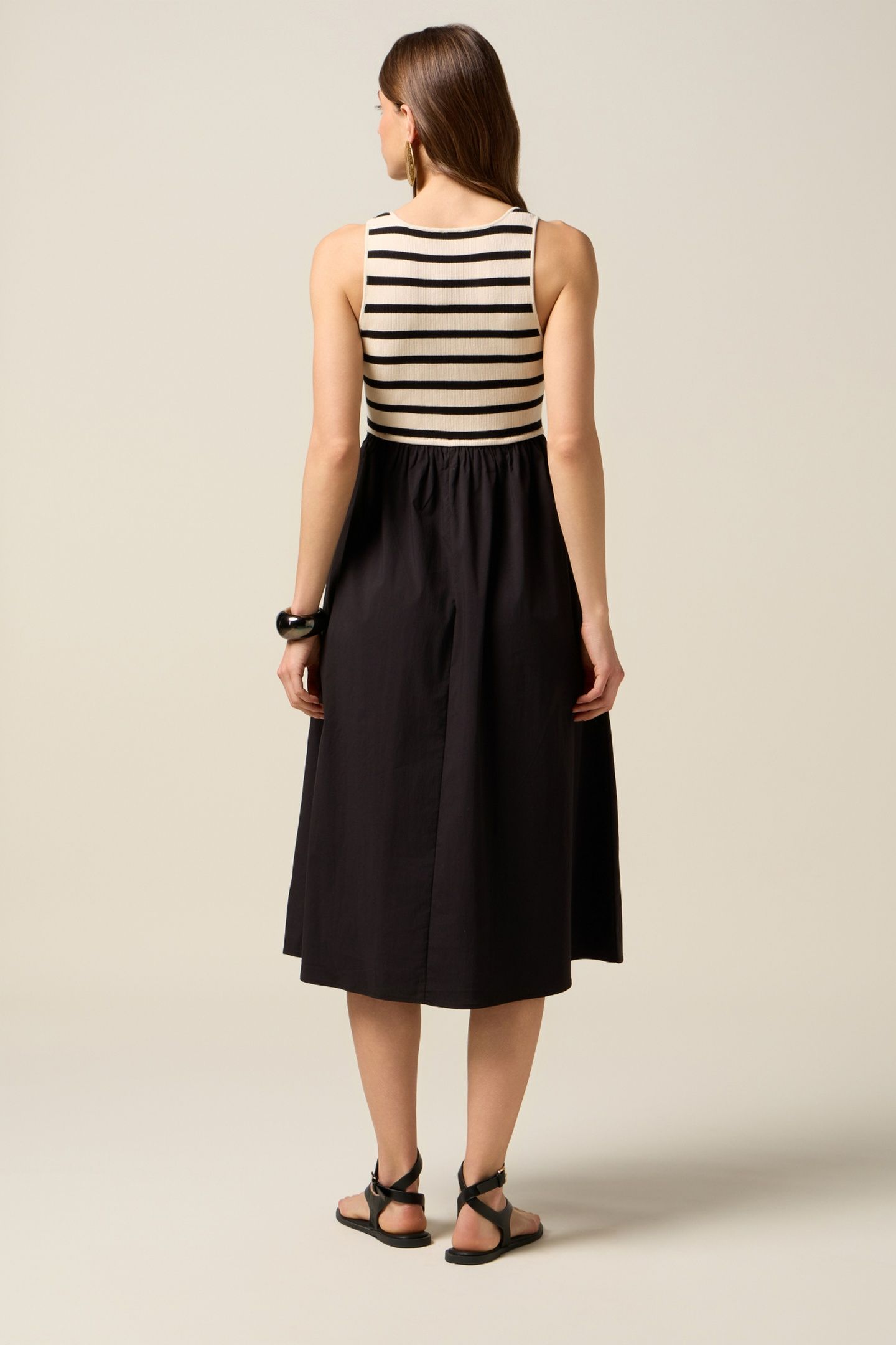 LONG DRESS WITH STRIPED SECTION BLACK 3