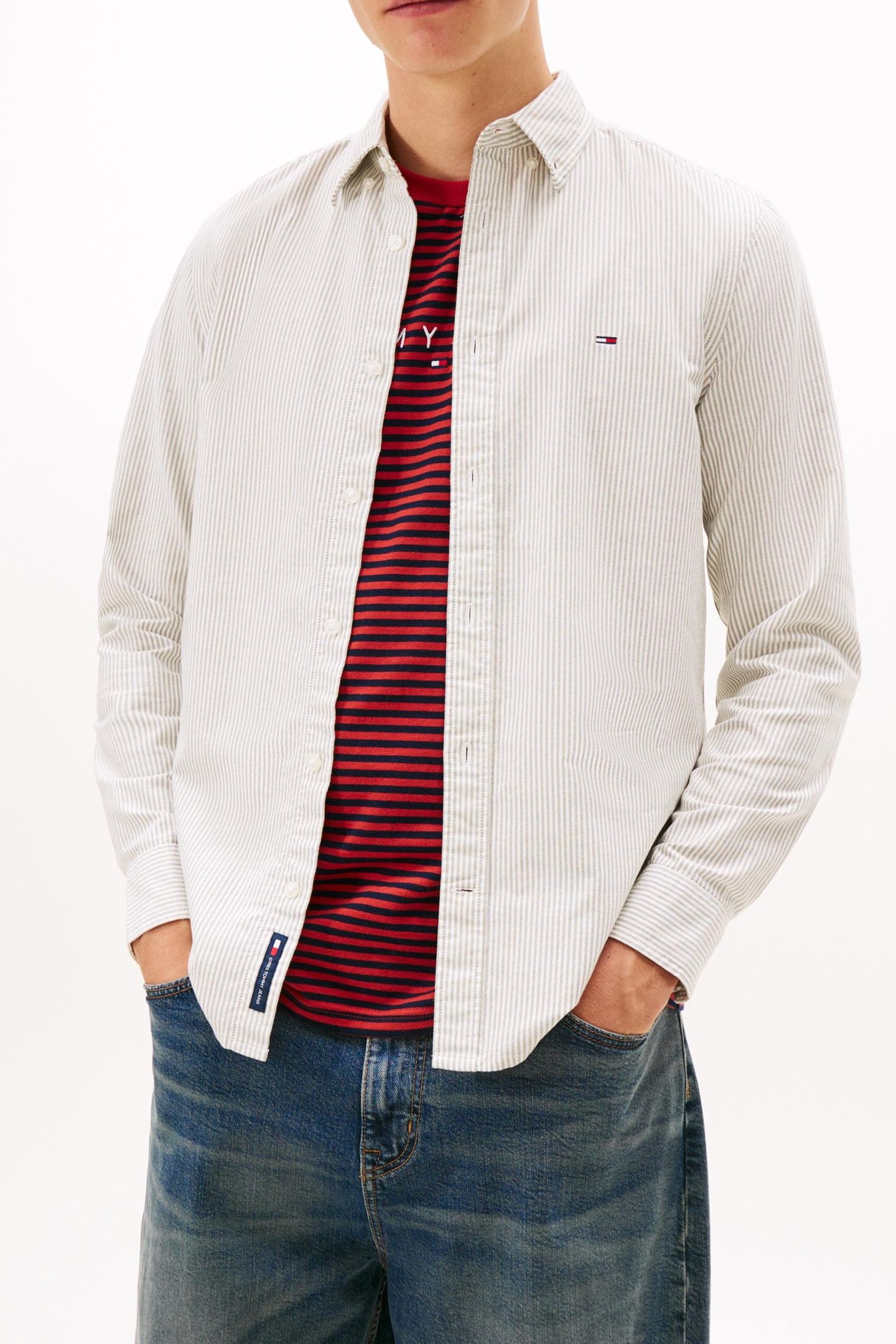 SLIM STRIPE OXFORD SHIRT DARK GREENERY/STRIPES 3