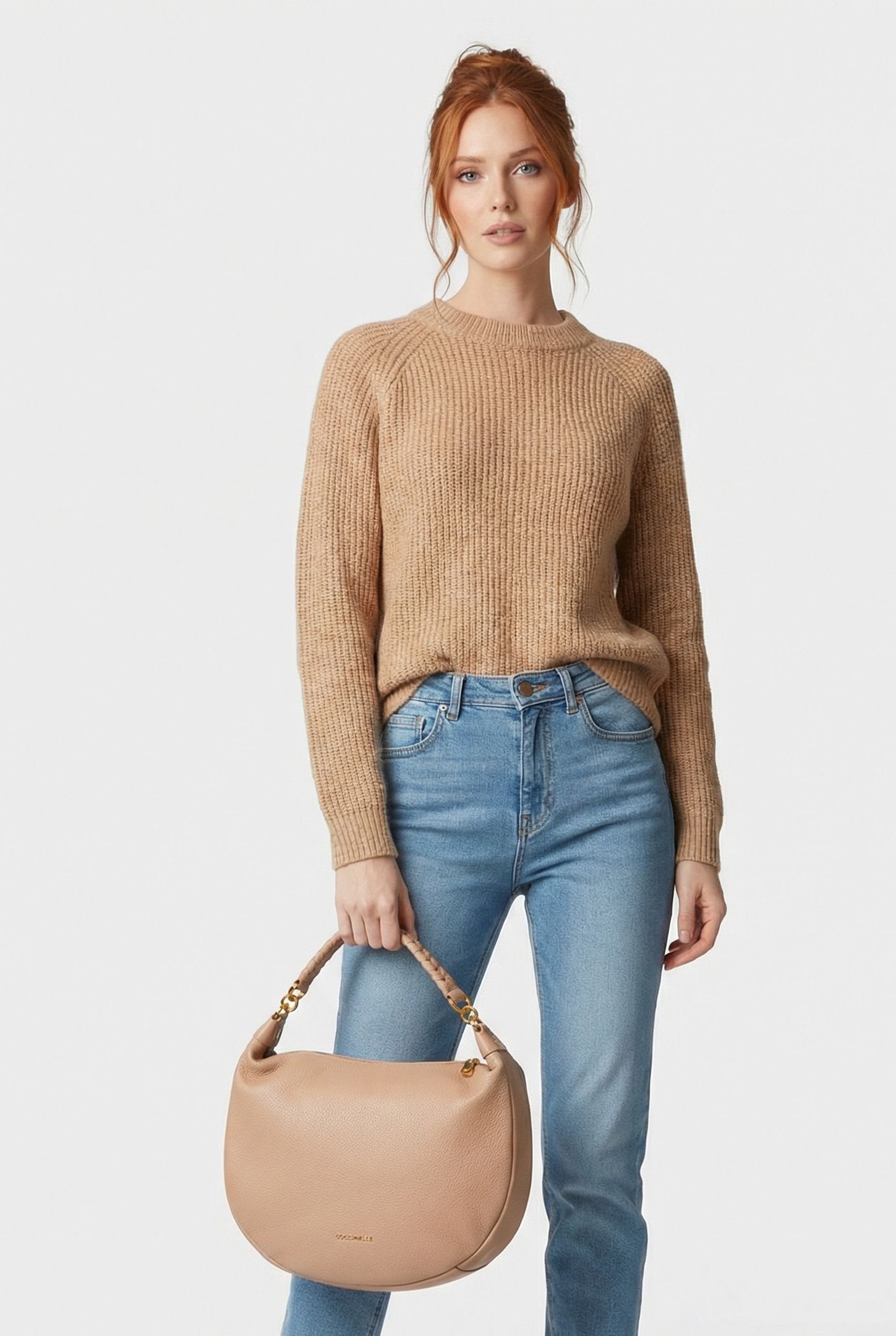 LARGE LEATHER SHOULDER BAG IN PINK 1