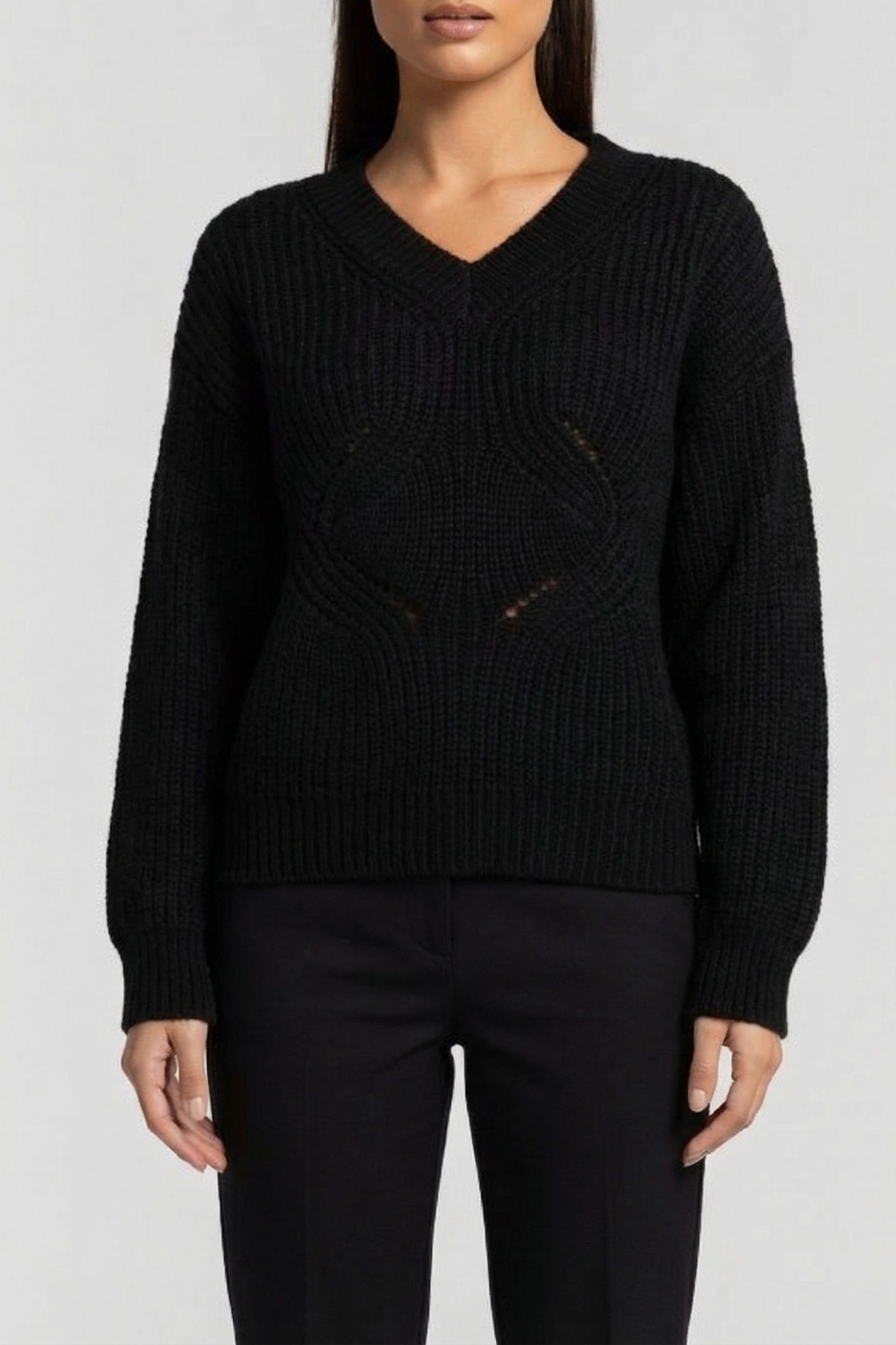 MARCIANO BY GUESS MICHELLE V NECK SWEATER JET BLACK 1