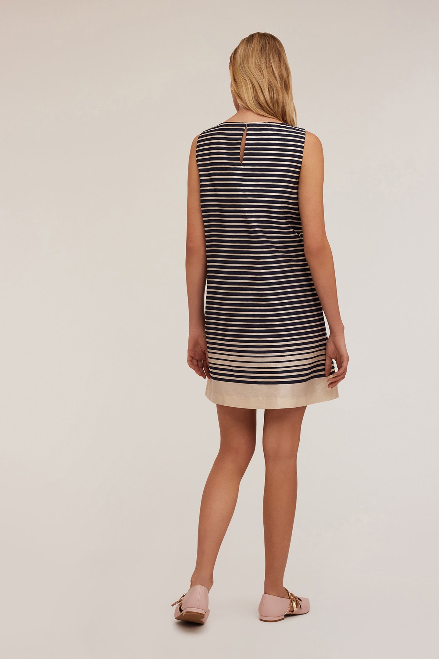 STRIPED SHEATH DRESS BLUE 2