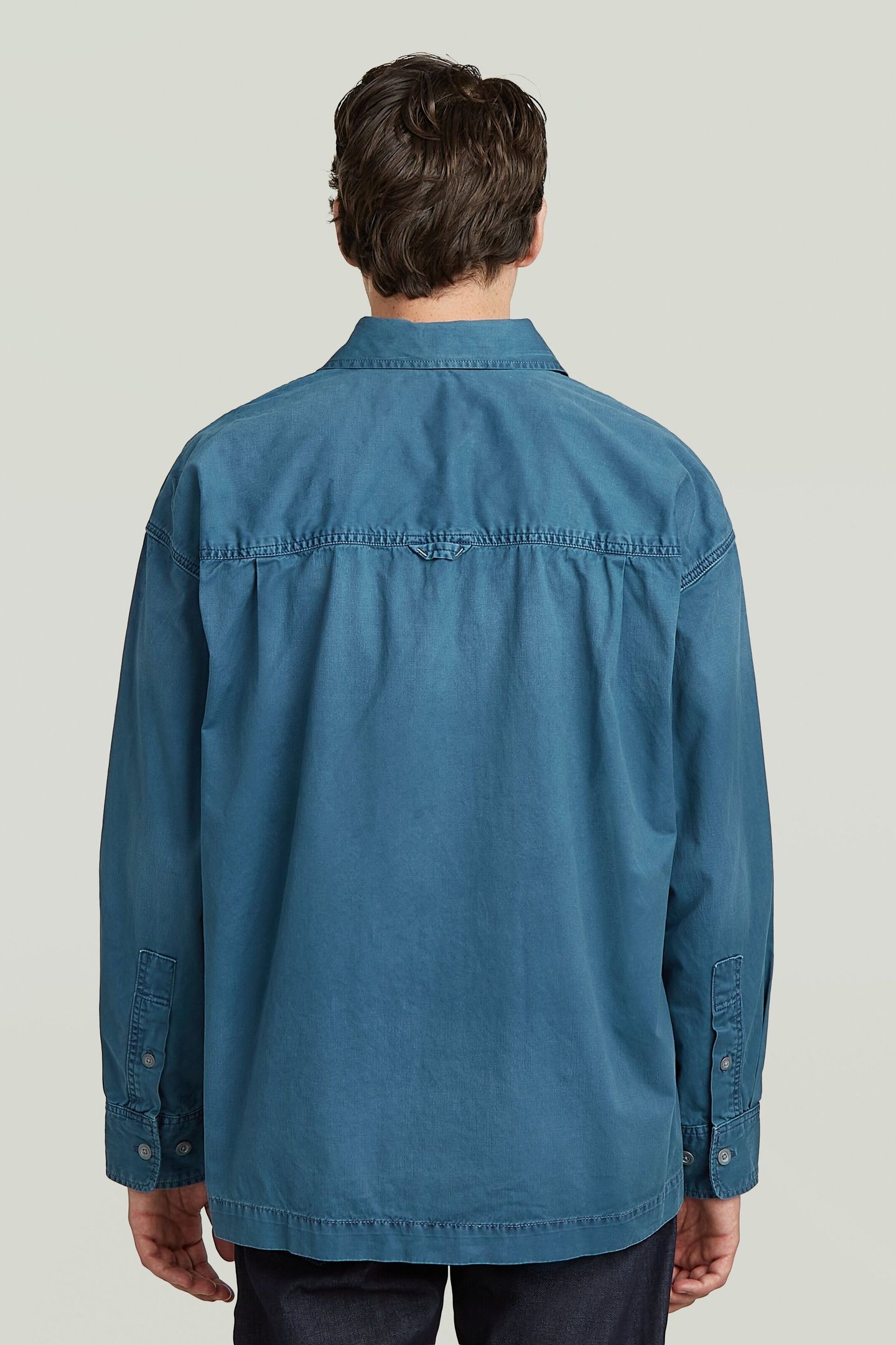 PLEATED 1-PKT BOXY SHIRT L/S FADED INDIGO GD 3