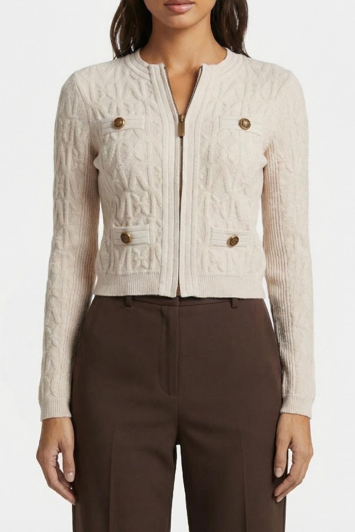 MARCIANO BY GUESS HERMIONE CHENILLE ZIPPED JACKET MUTED STON 2