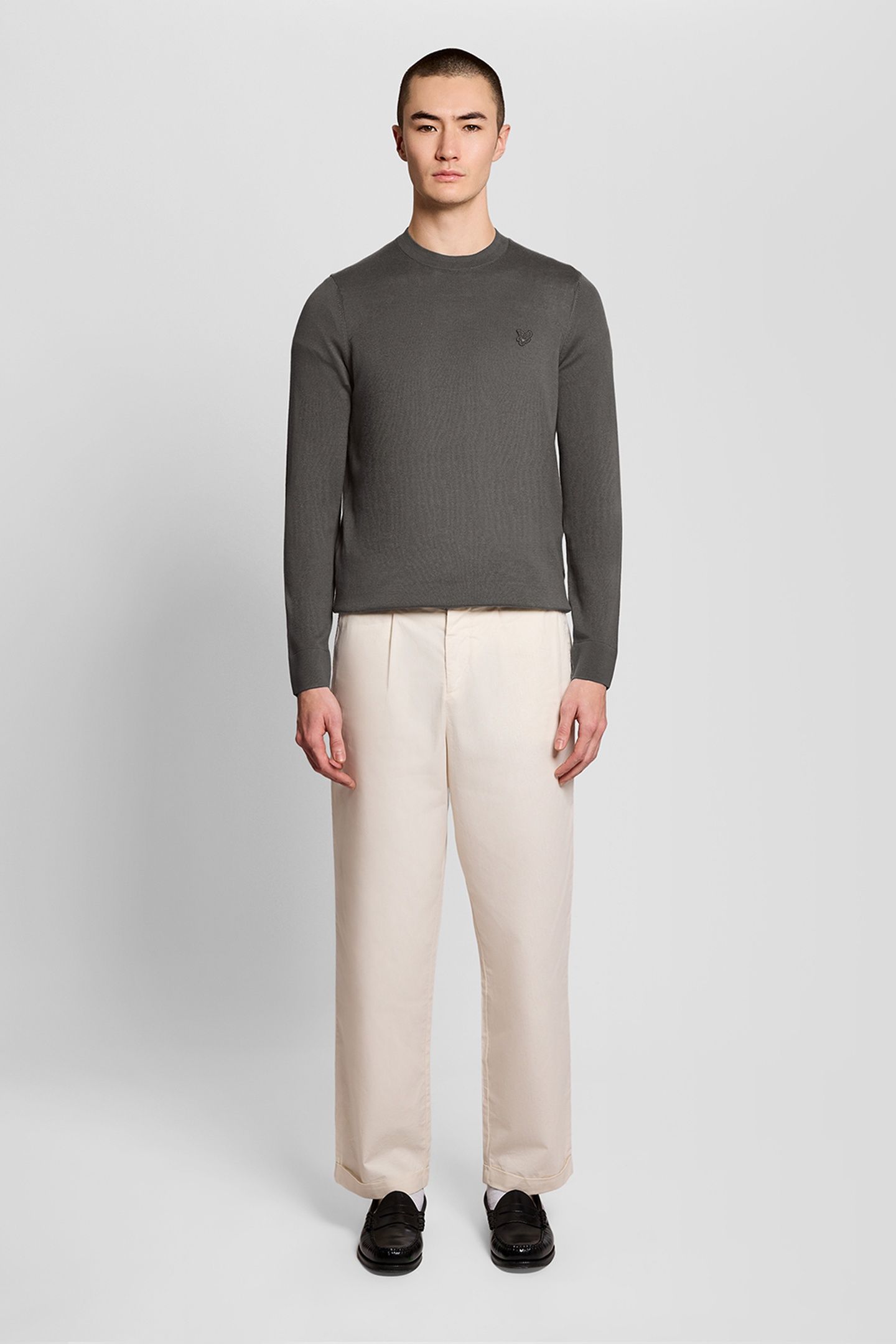 TONAL SUPERFINE CREW NECK JUMPER IRON GATE 1