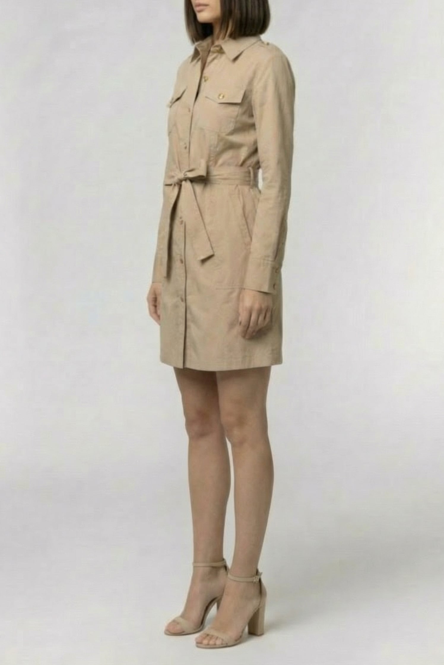 MARCIANO BY GUESS PAT SAFARI DRESS NATURAL ALMOND 3