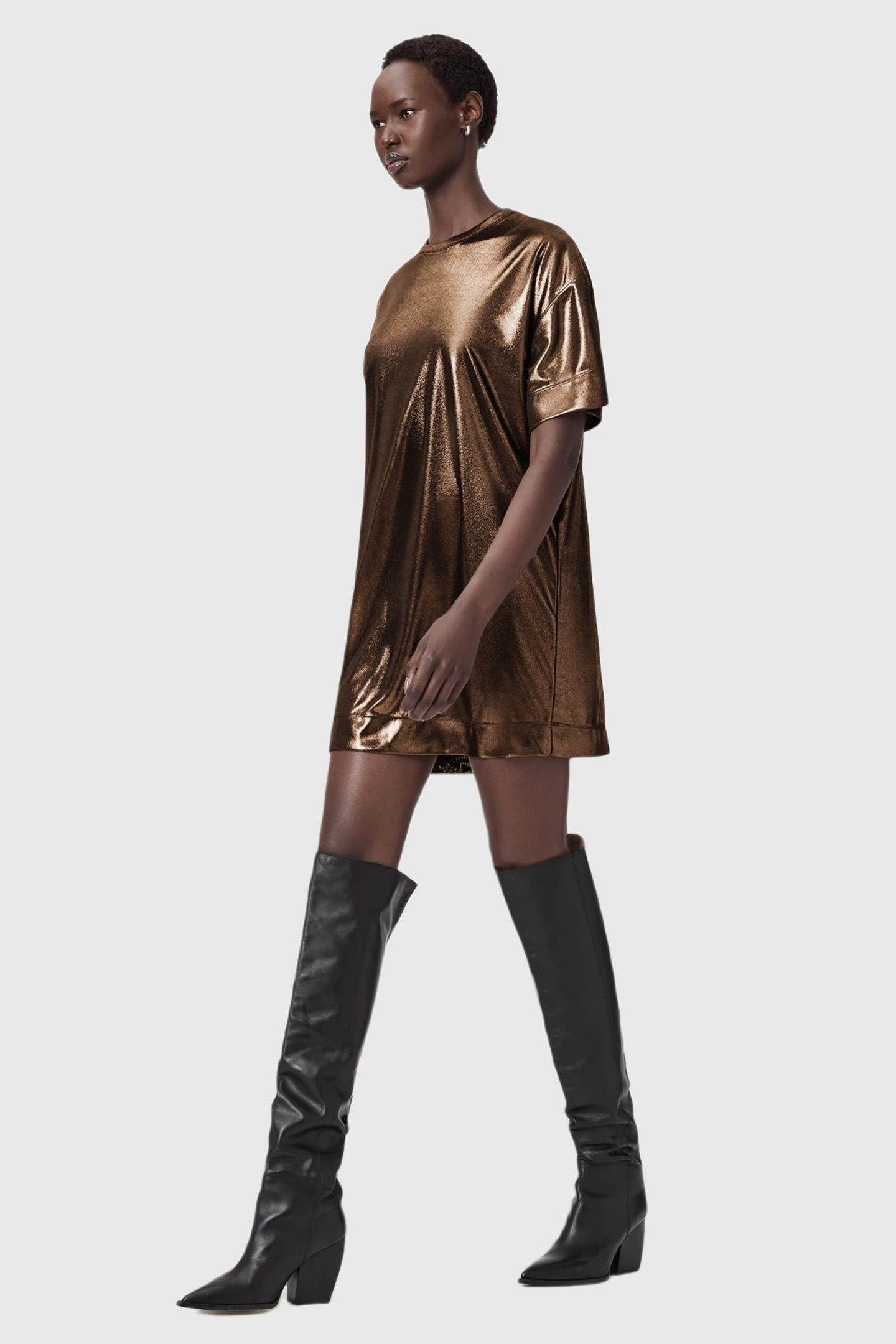 SPARKLE TEE DRESS BRONZE GOLD 4