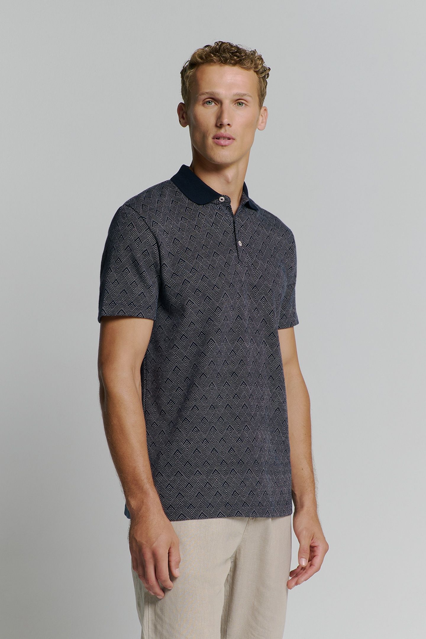 POLO 2 COLOURED JACQUARD DEEP BLUE 1