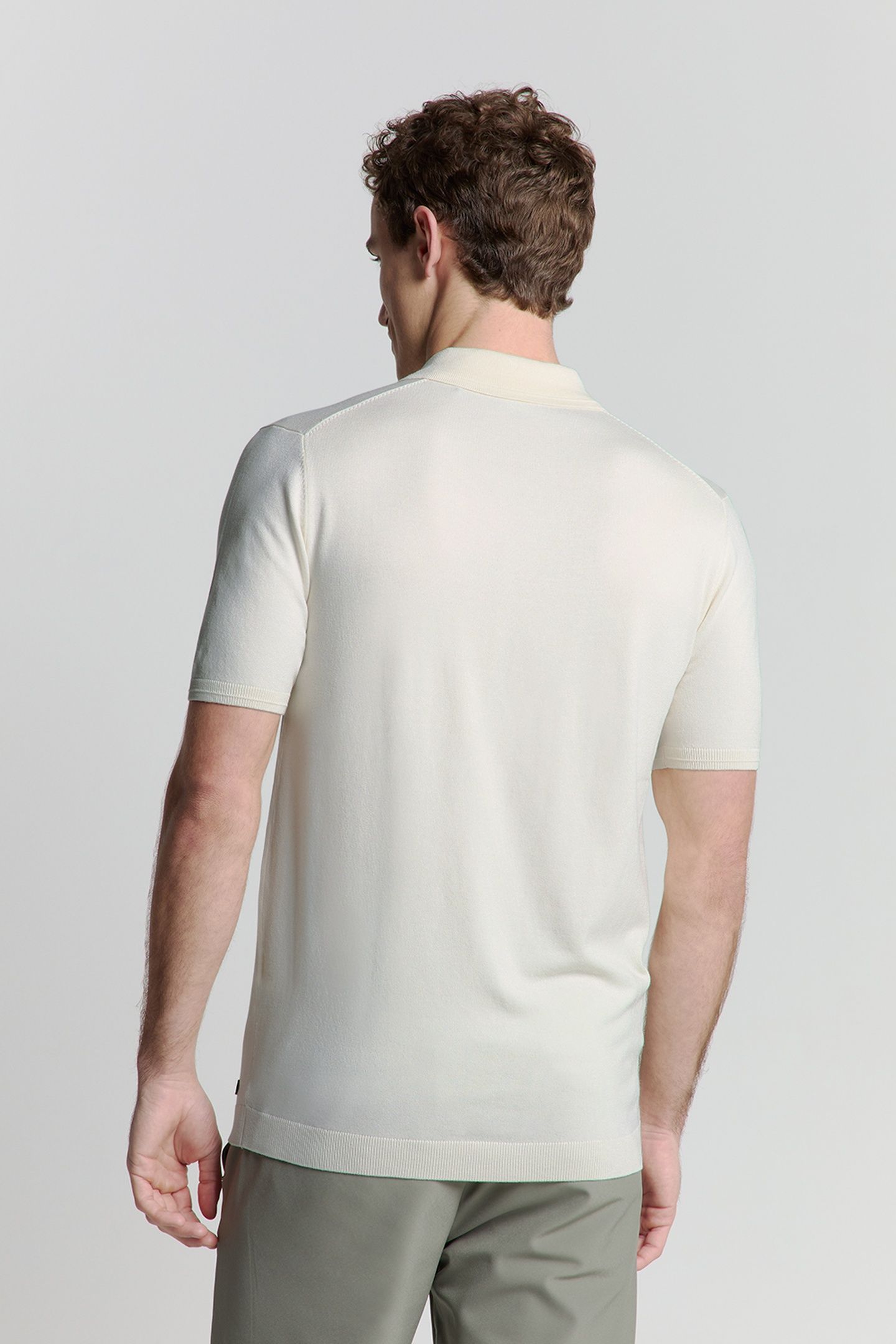 PULLOVER SHORT SLEEVE POLO ZIP SOLID OFFWHITE 2
