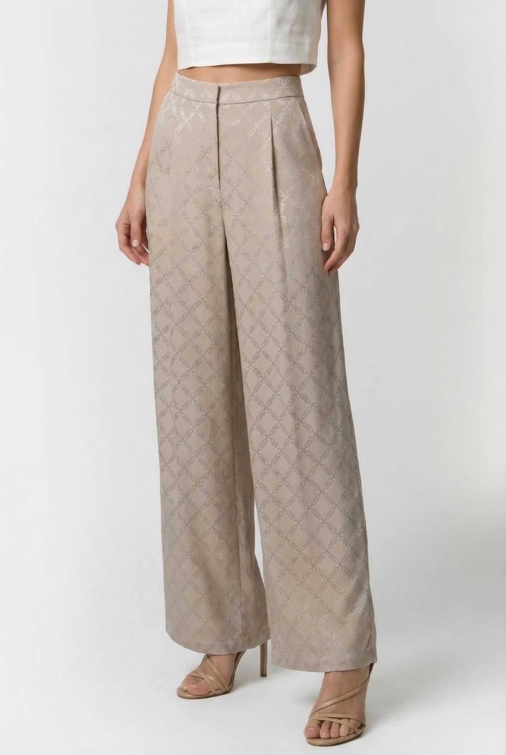 LOGO WIDE LEG PANTS DUNE 1