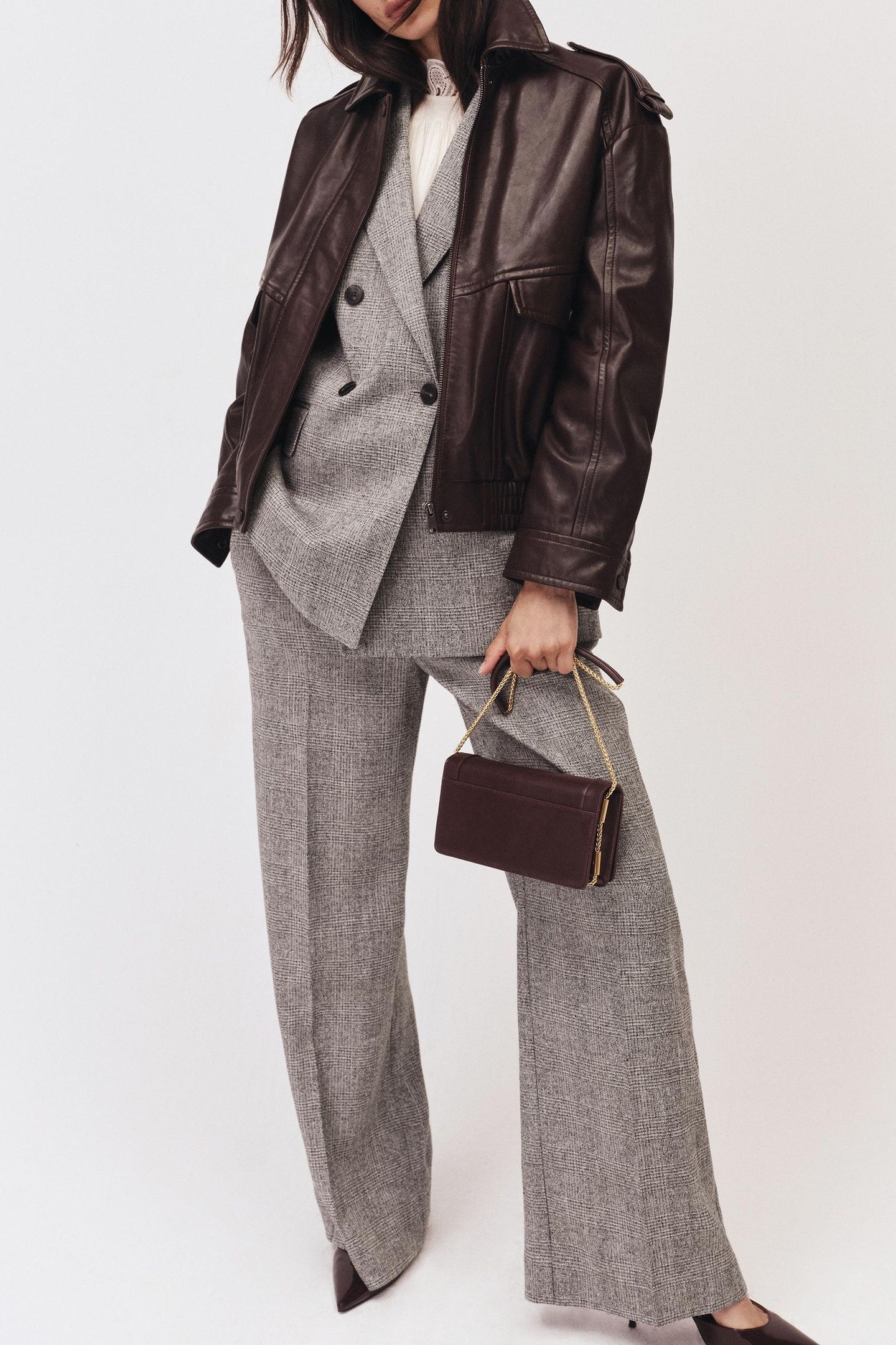 TEXTURE WIDE LEG TROUSER GREY 5