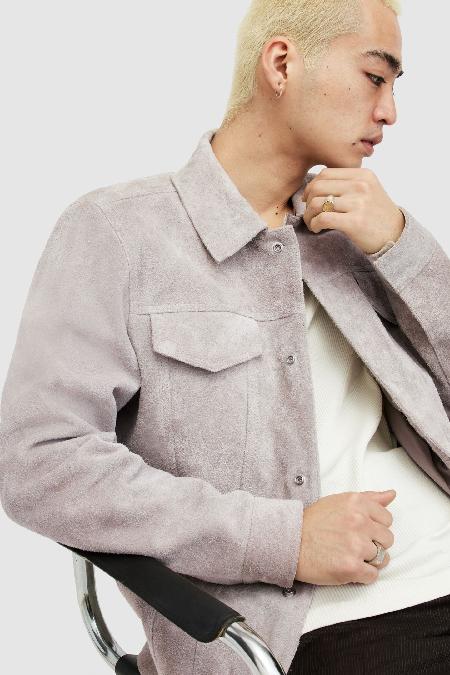 HOPPER TRUCKER JACKE OATMEAL WHITE 6