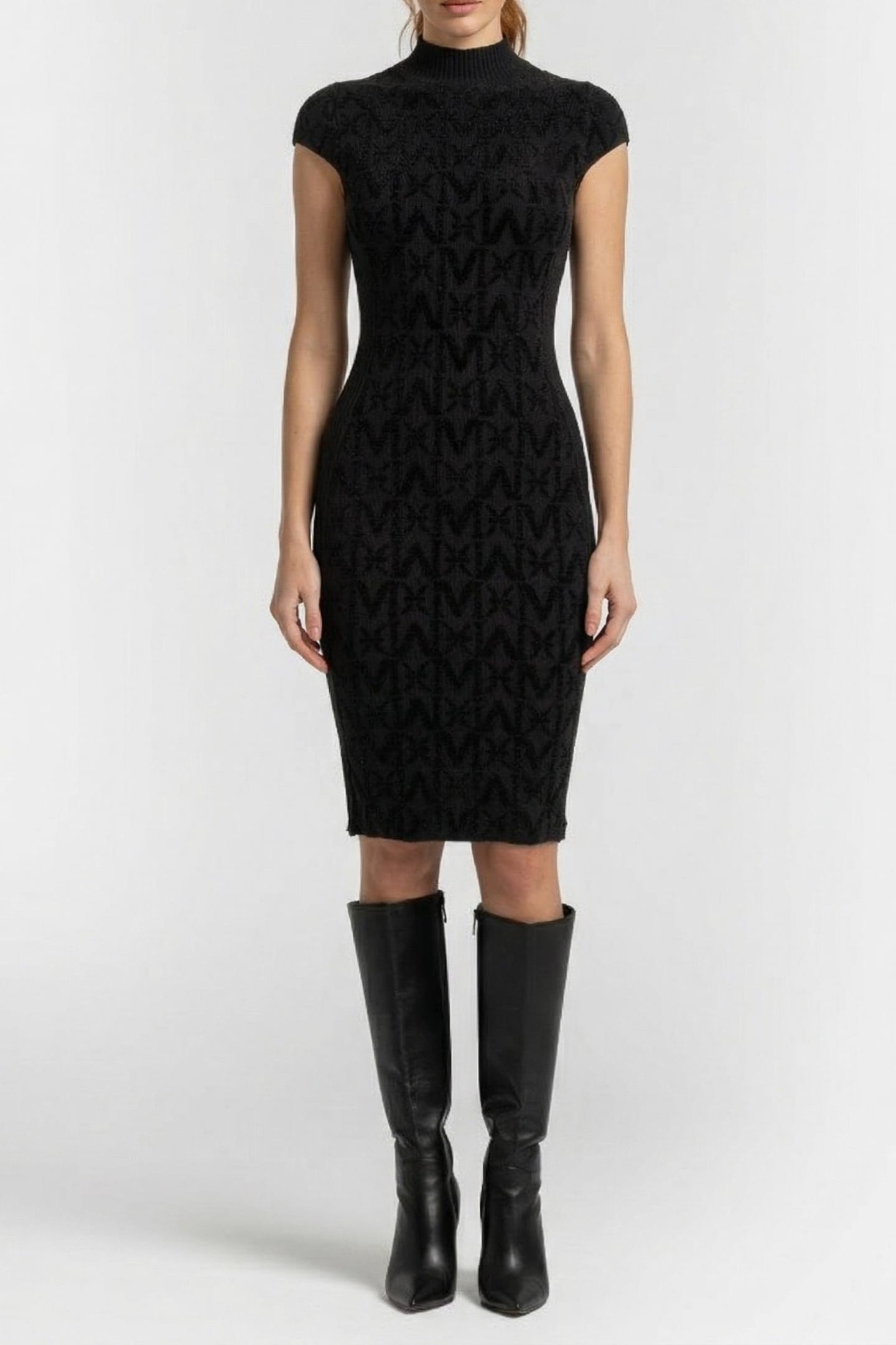 MARCIANO BY GUESS HERMIONE CAP SLEEVE SWEATER DRESS JET BLAC 1