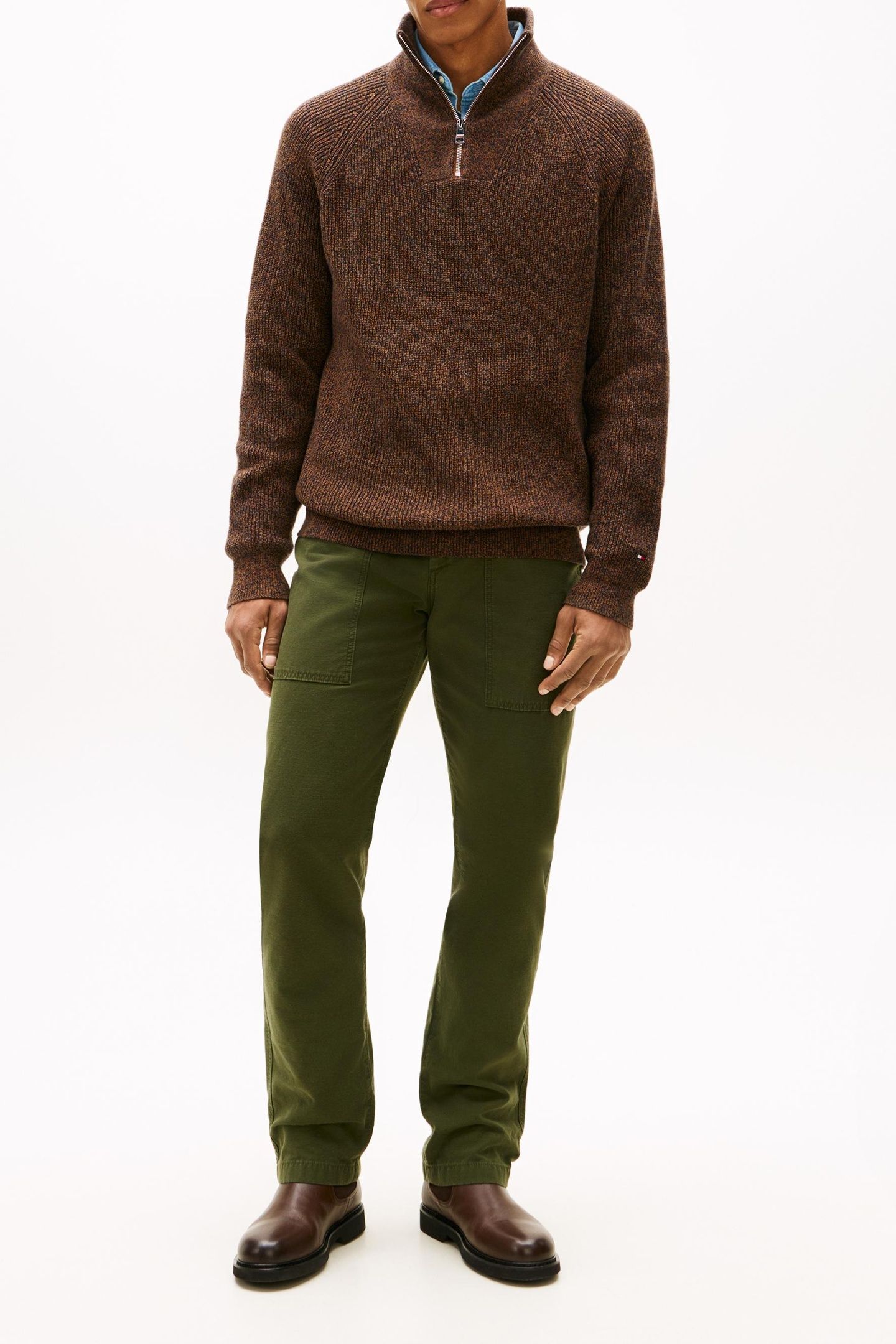 FISHERMAN RIB ZIP SWEATER HIGHLAND KHAKI 4