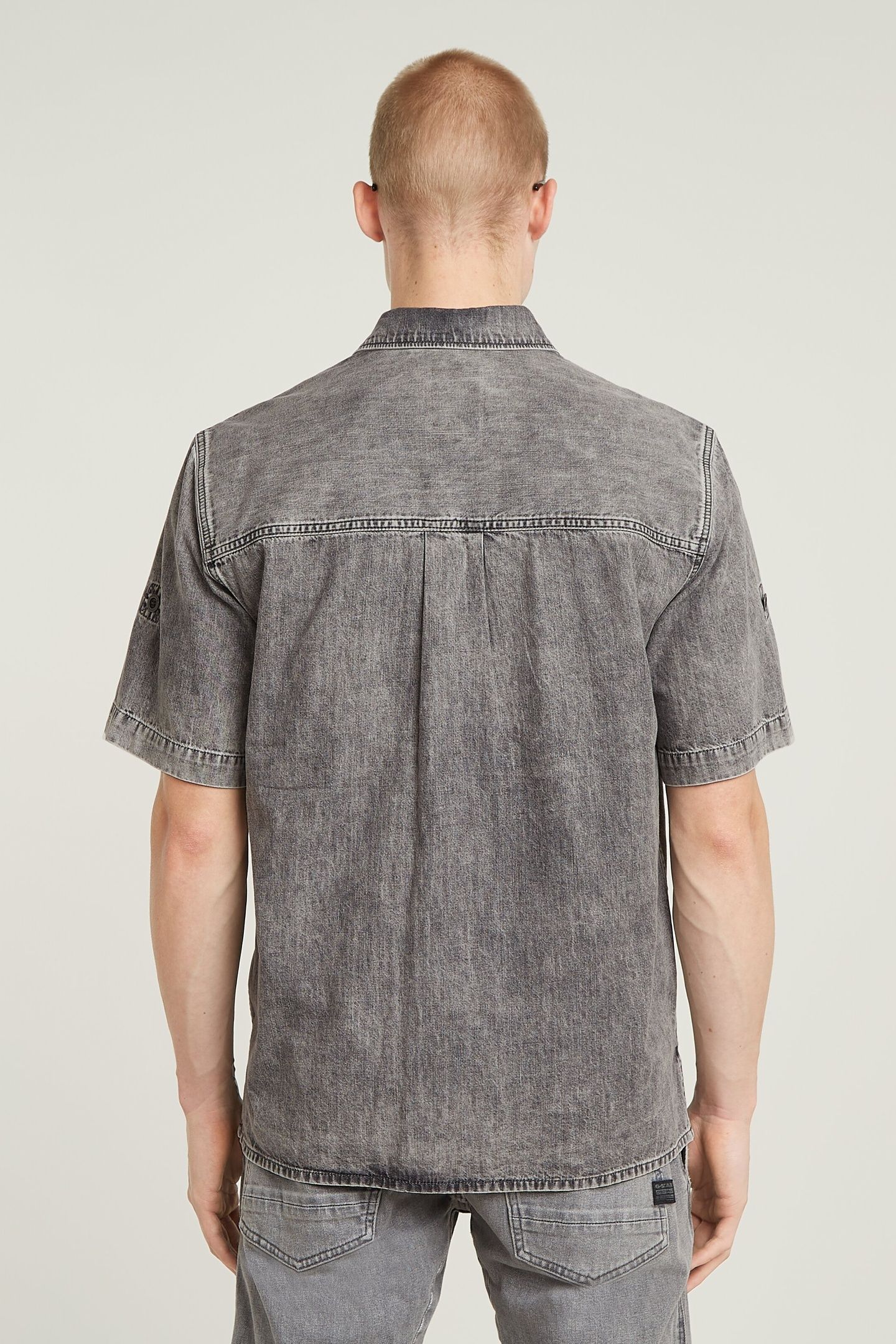 SLANTED DOUBLE POCKET REGULAR SHIRT S/S SUN FADED GRAPHITE G 3