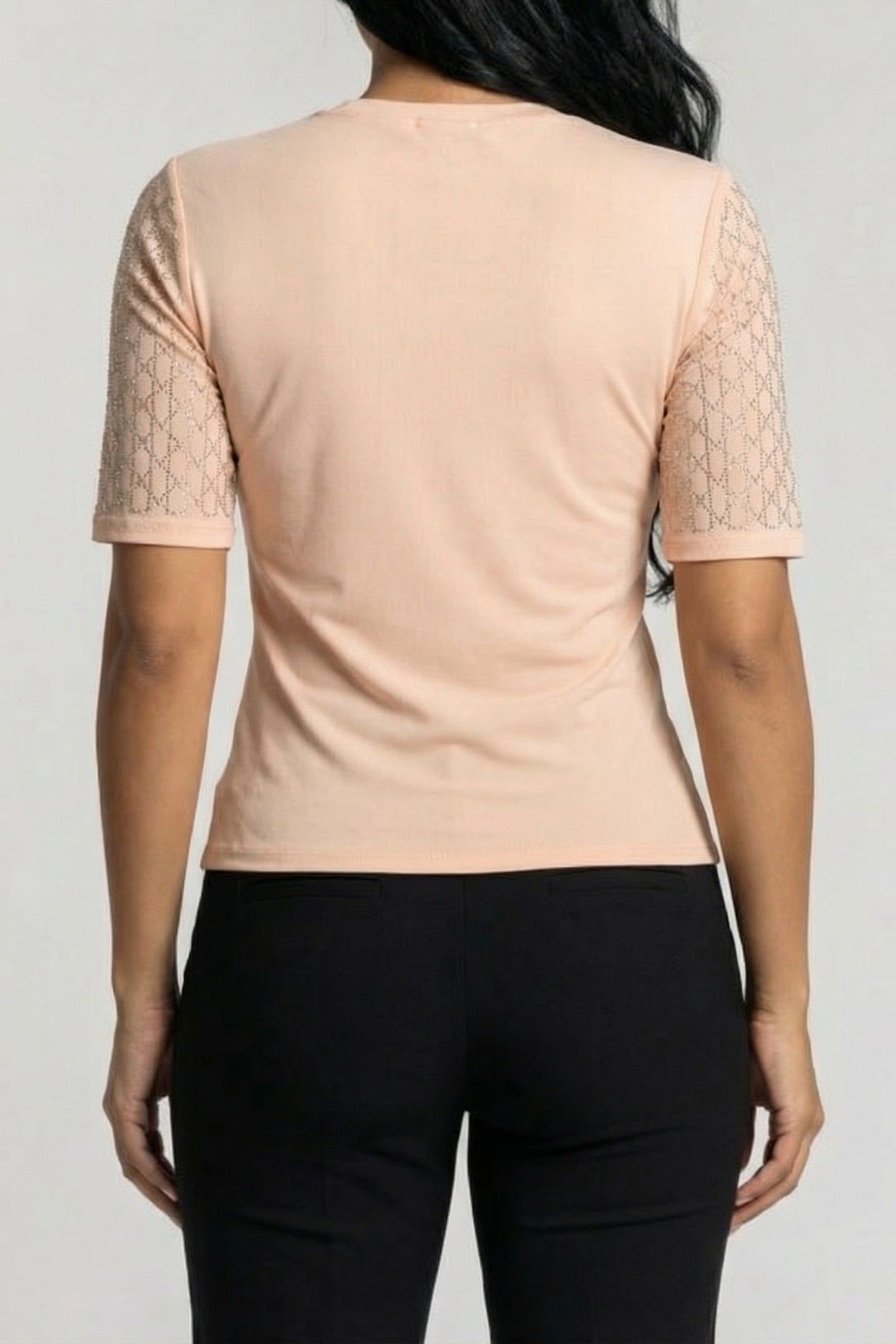 MARCIANO BY GUESS ARIA 3/4 SLEEVE V NECK TOP BLUSH BREEZE 2