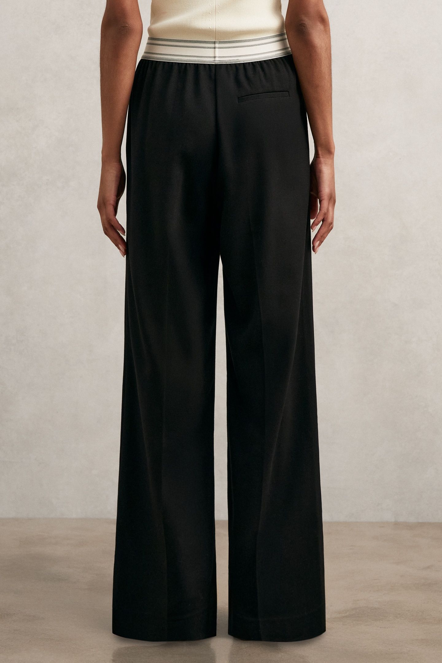 WAISTBAND WIDE LEG TROUSER BLACK 2