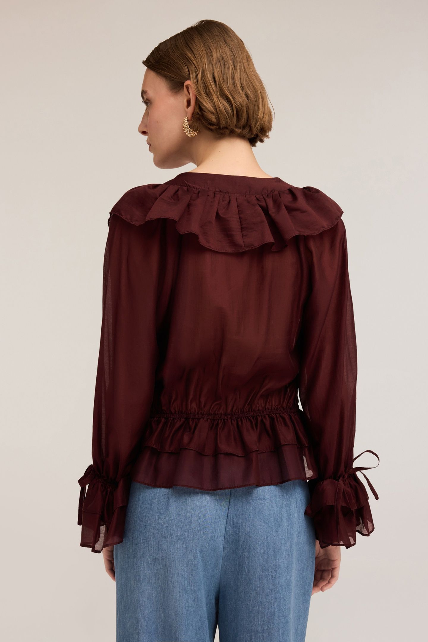 VOILE BLOUSE WITH FLOUNCES BURGUNDY 2