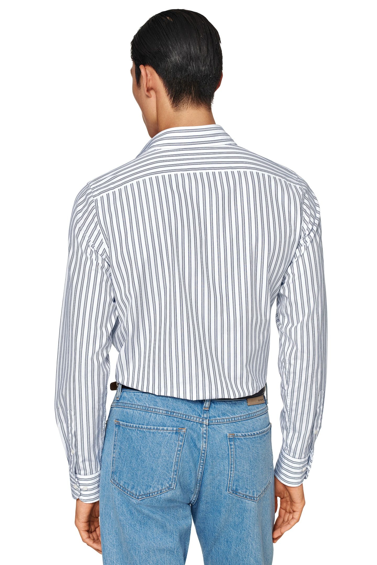 DARK BLUE STRIPE WASHED POPLIN NAVY 5