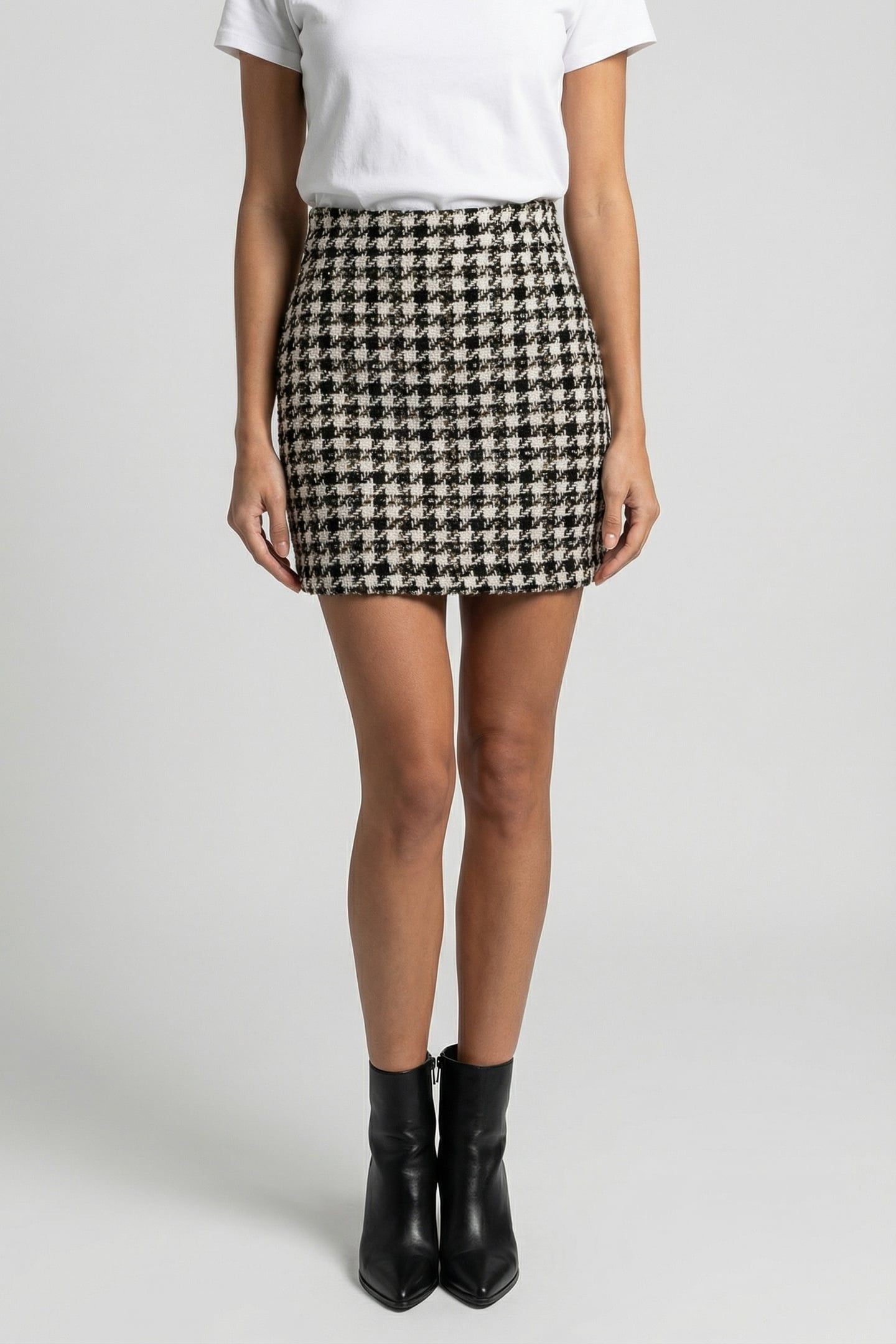 MARCIANO BY GUESS SECRET TWEED SKIRT JET BLACK MULTI 1