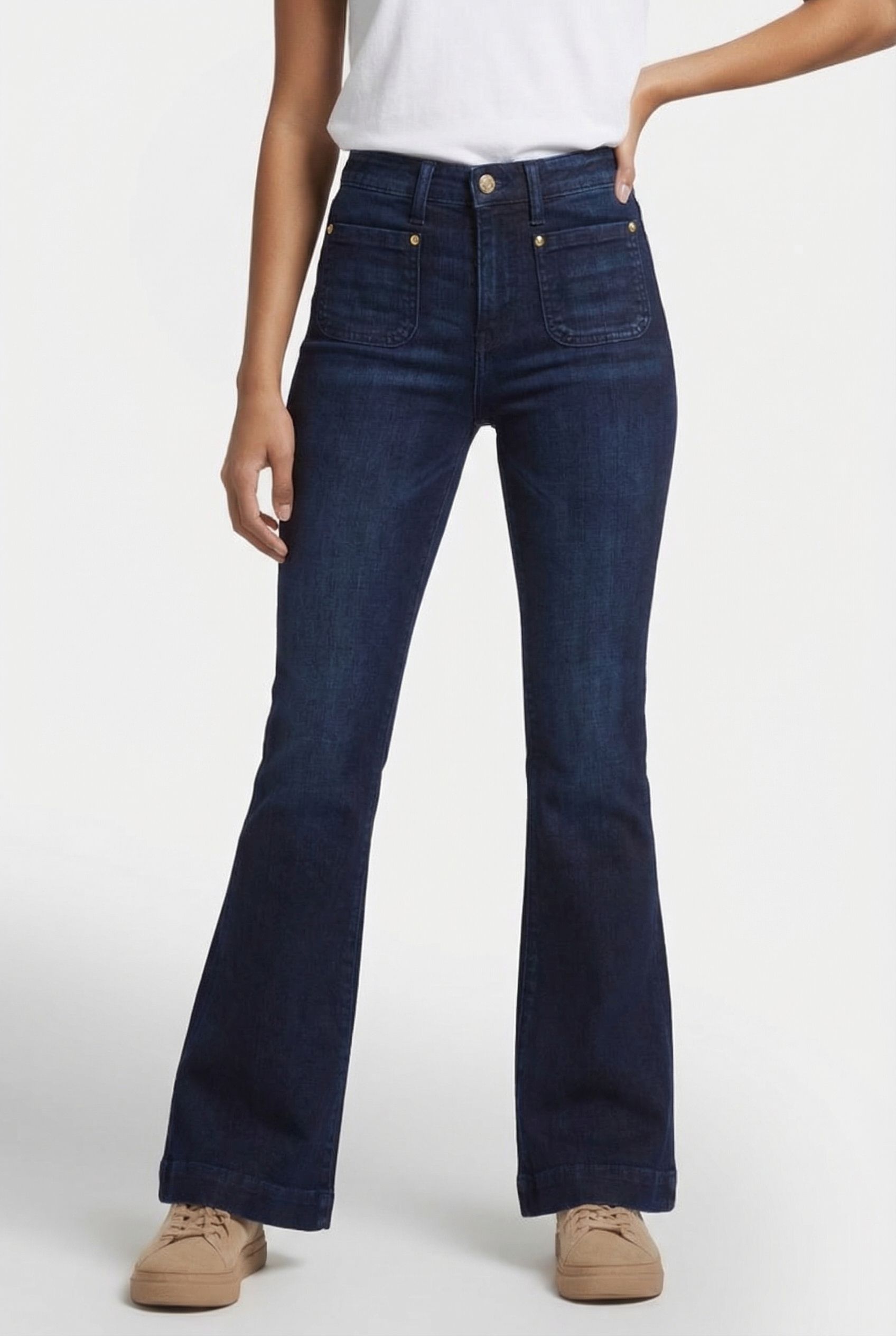 SUNRISE PATCHEDON POCKETS JEANS DARK BLUE STONE 1