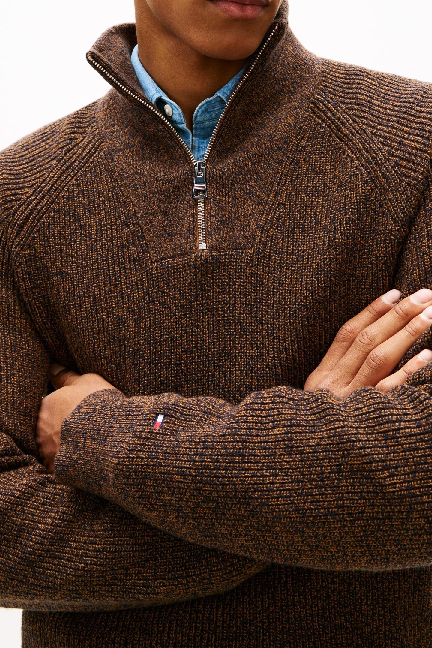 FISHERMAN RIB ZIP SWEATER HIGHLAND KHAKI 2
