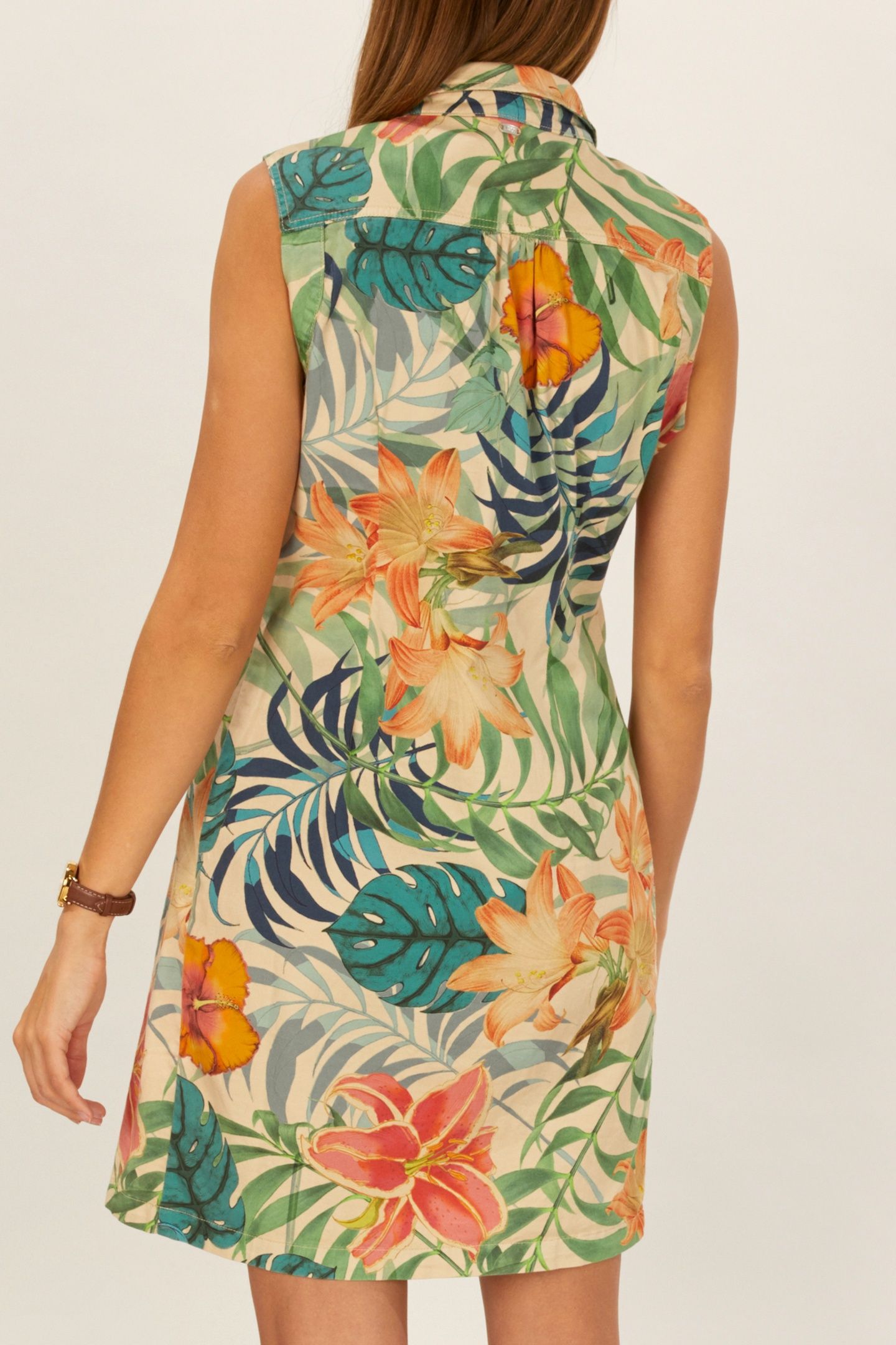 SLEEVLESS COTTON DRESS IN BEIGE 3