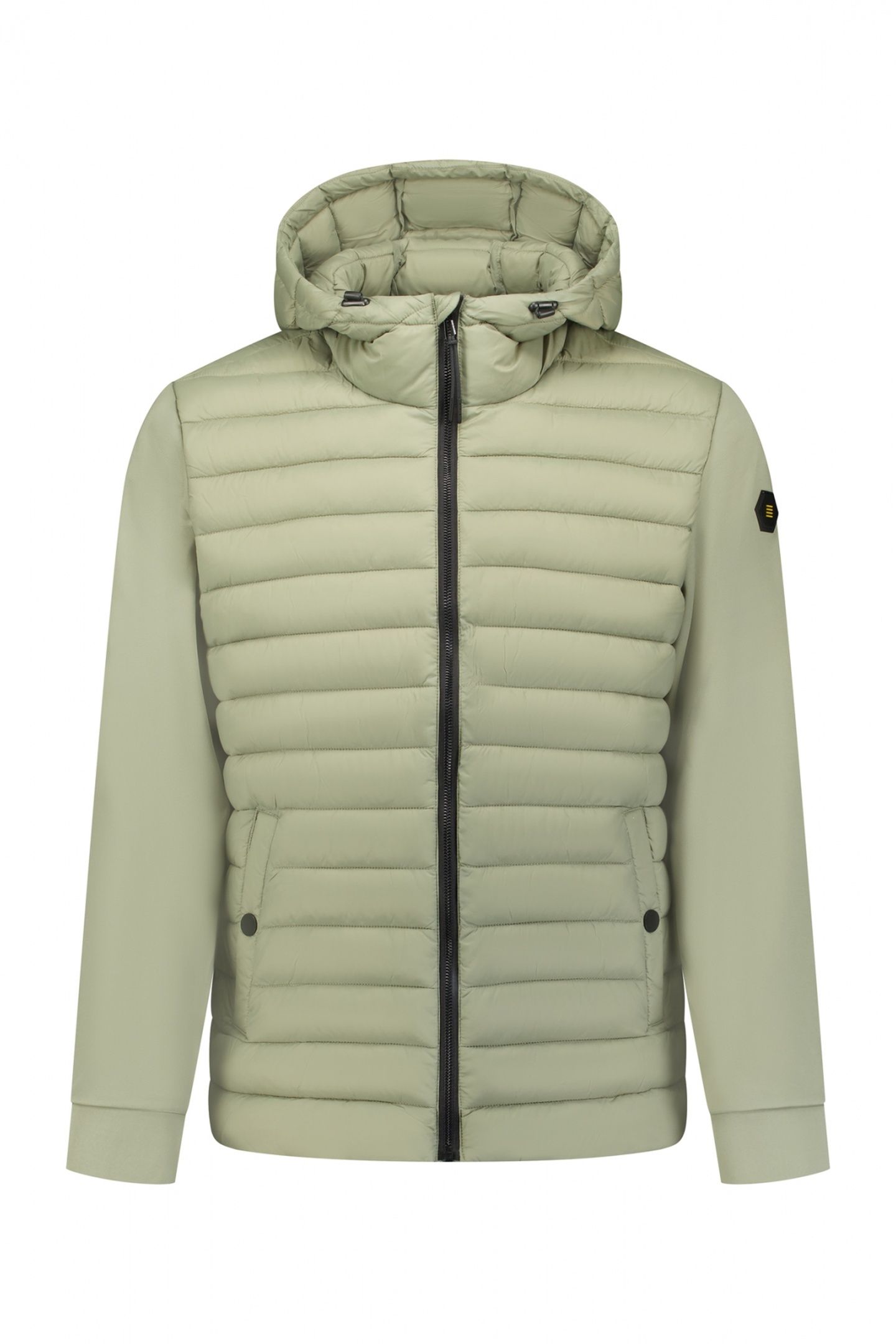 JACKET HOODED PADDED MIX WITH SWEAT LIGHT ARMY 1