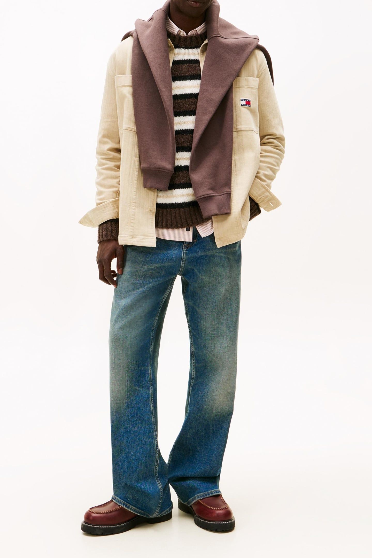 OVERSIZED FIT HERRINGBONE TWILL OVERSHIRT GULF SAND 2